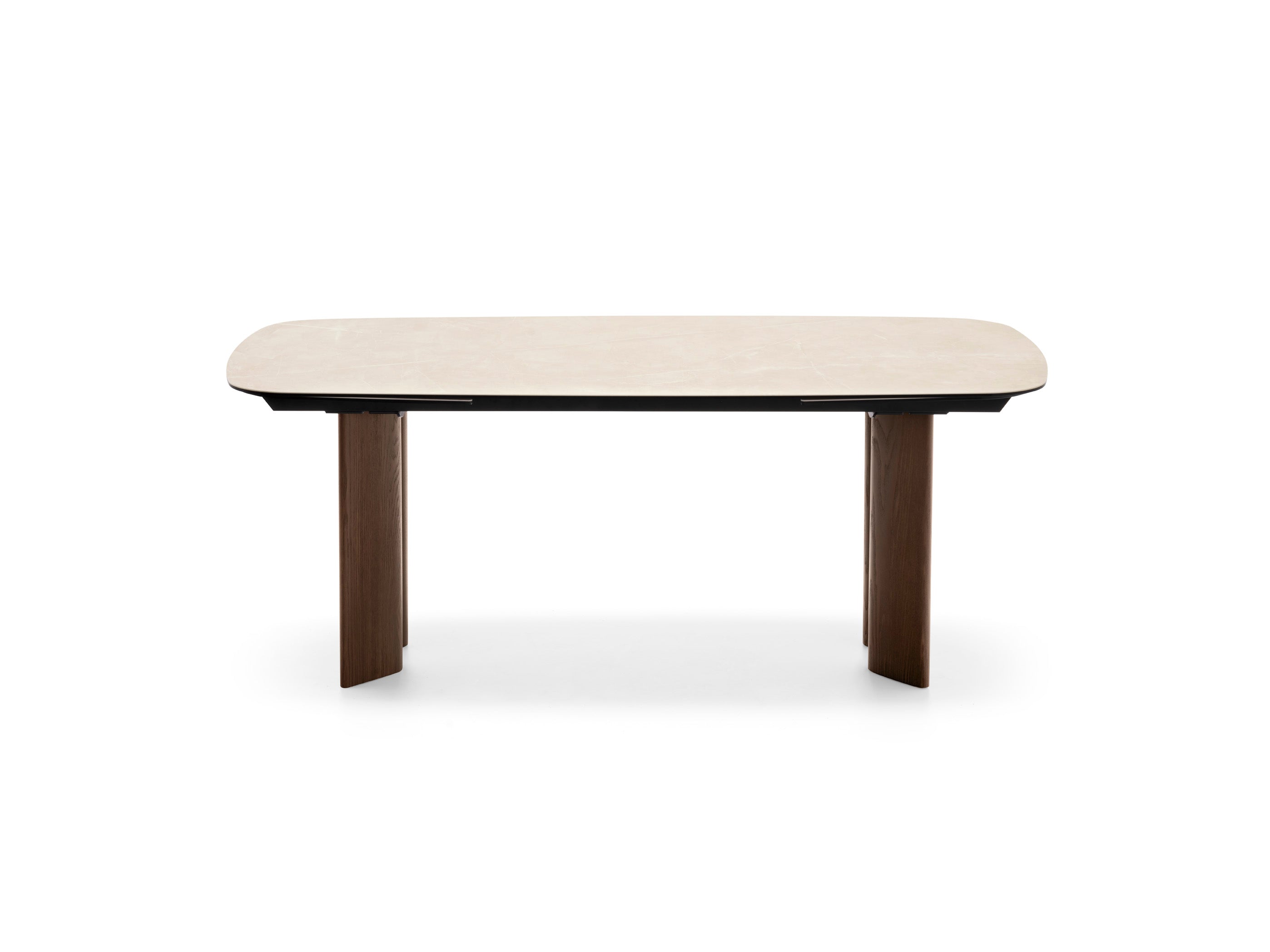 SANDY Extendable Table with Beige Top and Dark Wooden Base