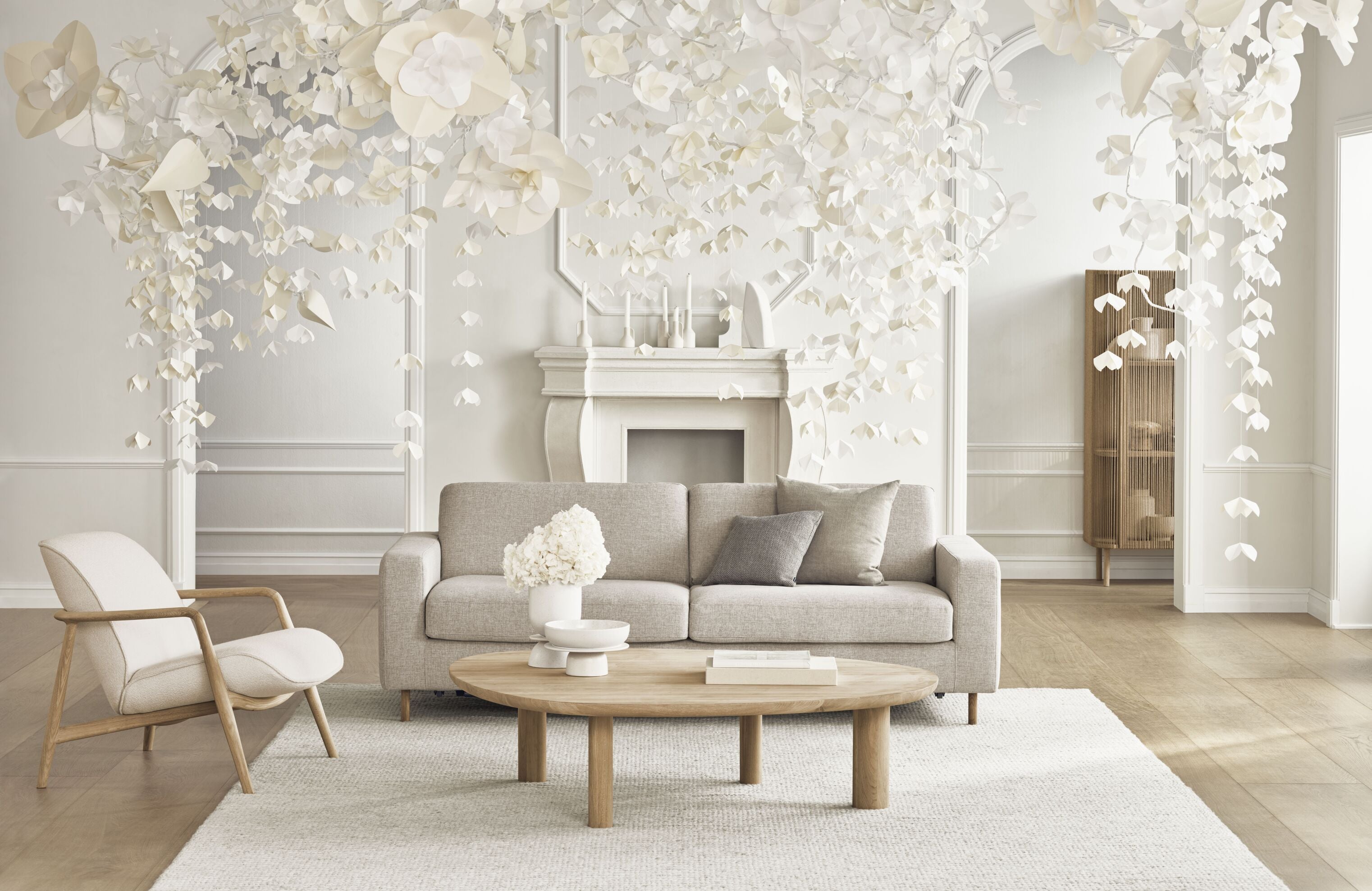 Sofa met een 2,5-zitplaats SCANDINAVIA op een basis van gebleekt eikenhout