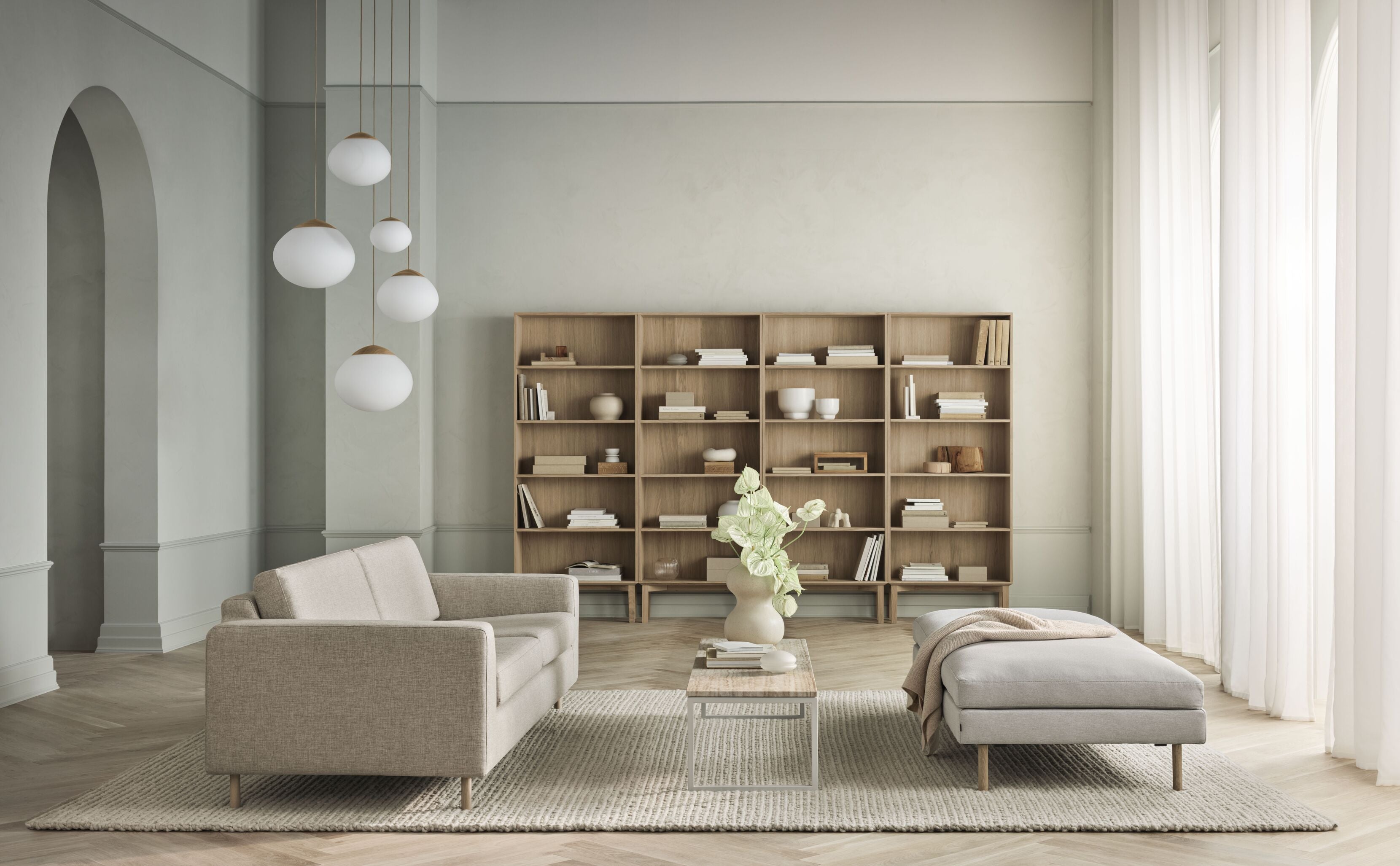 3-person Sofa Scandinavia Remix base of bleached oak wood