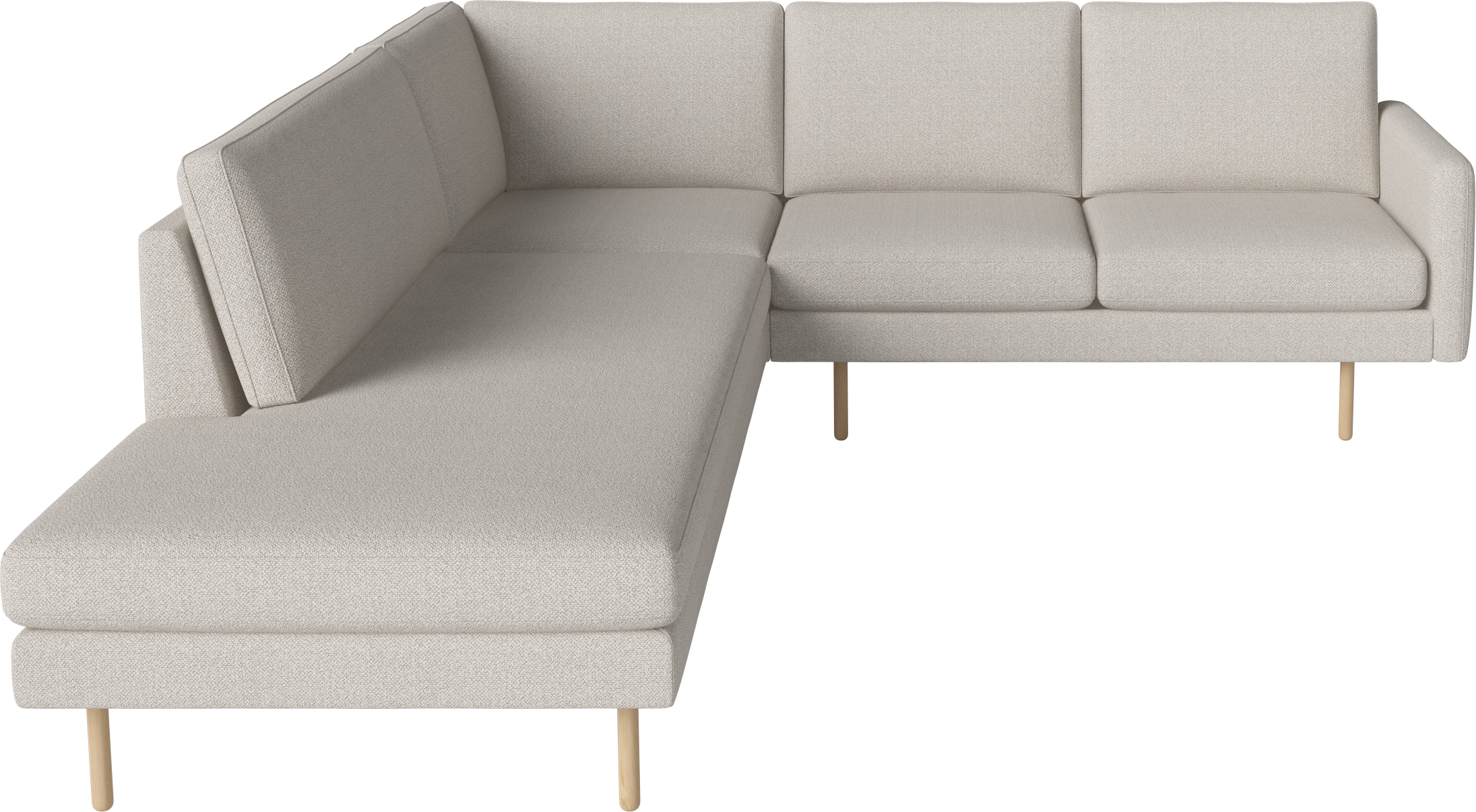 Open linker hoekbank SCANDINAVIA REMIX met gebleekte basis