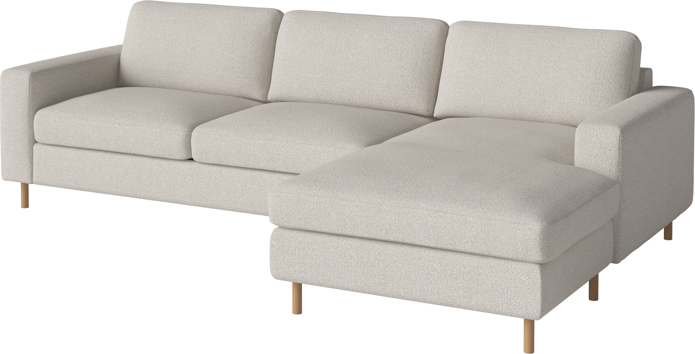 Rechthoekige 3-zits hoekbank SCANDINAVIA met eiken basis