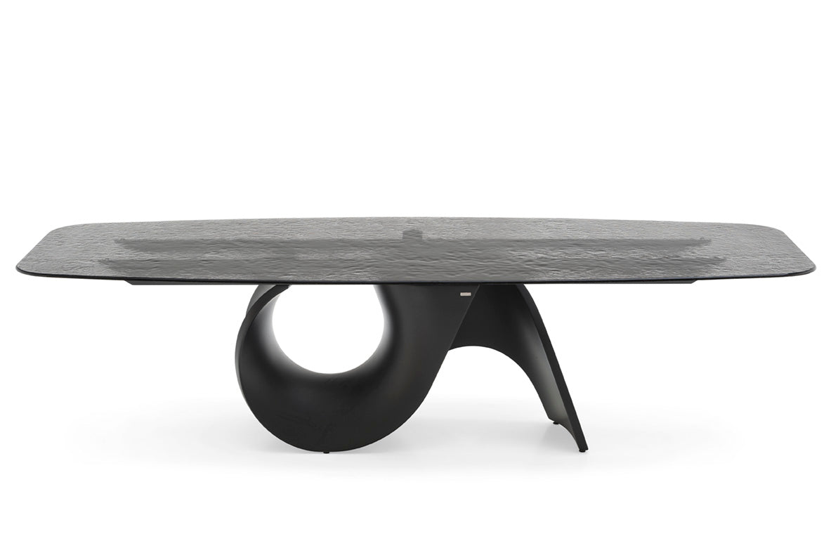 SEASHELL table with glass top and graphite base