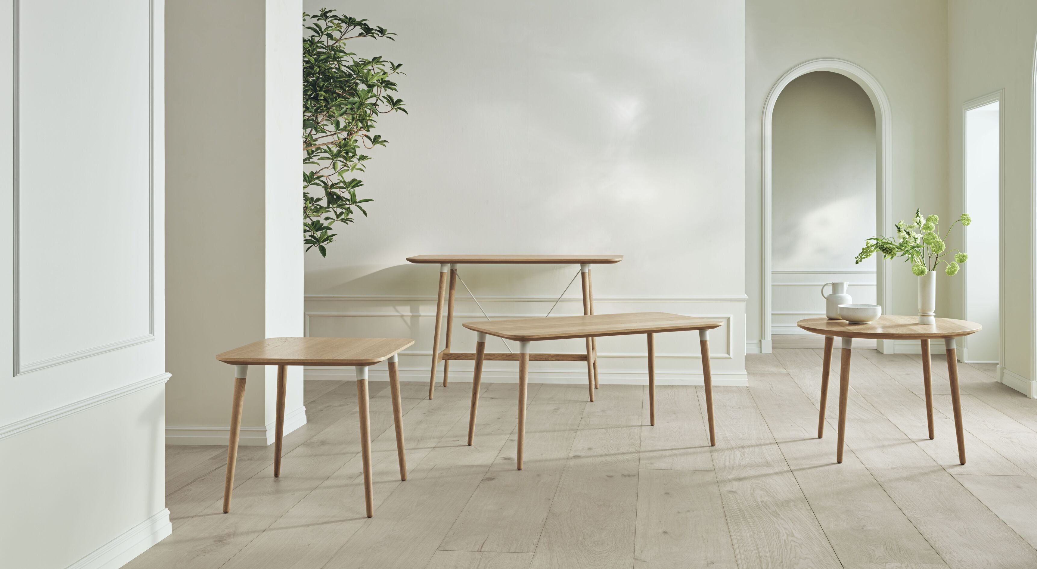 High table seed bleached oak veneer