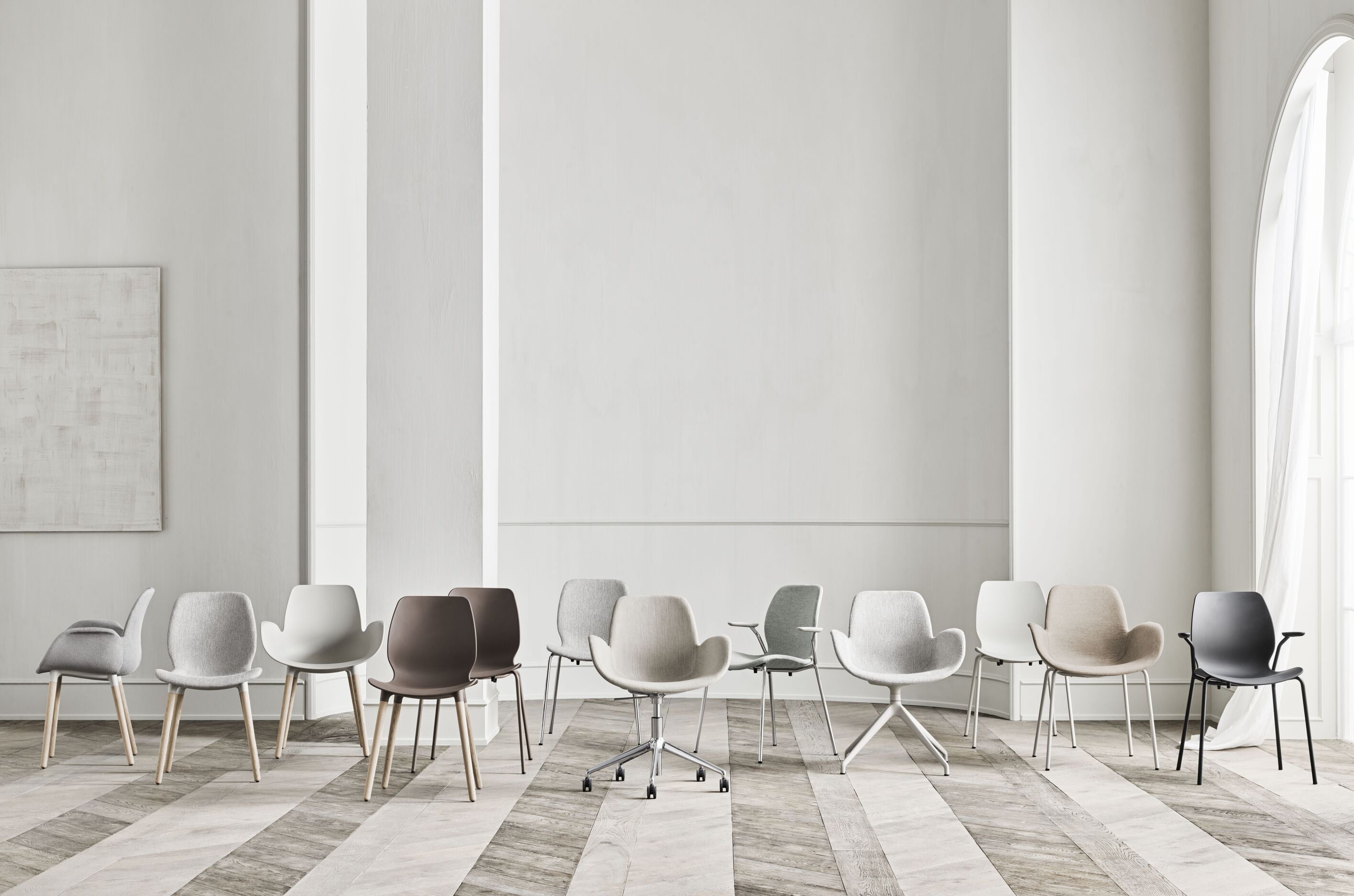 Zetel met armleuningen SEED beige met beige basis