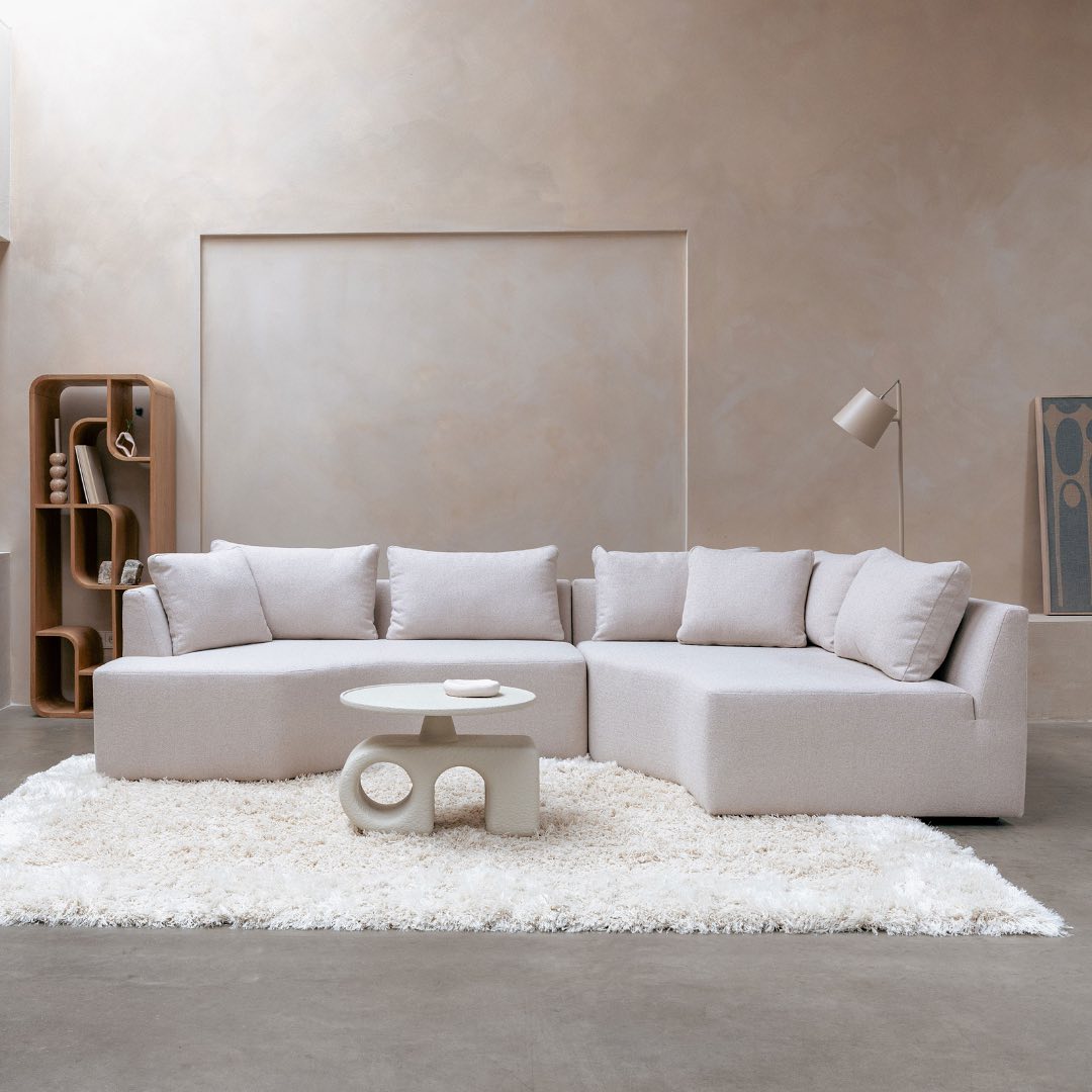 Modulaire bank PROSPER - rechtszijdige chaise longue zandkleurig