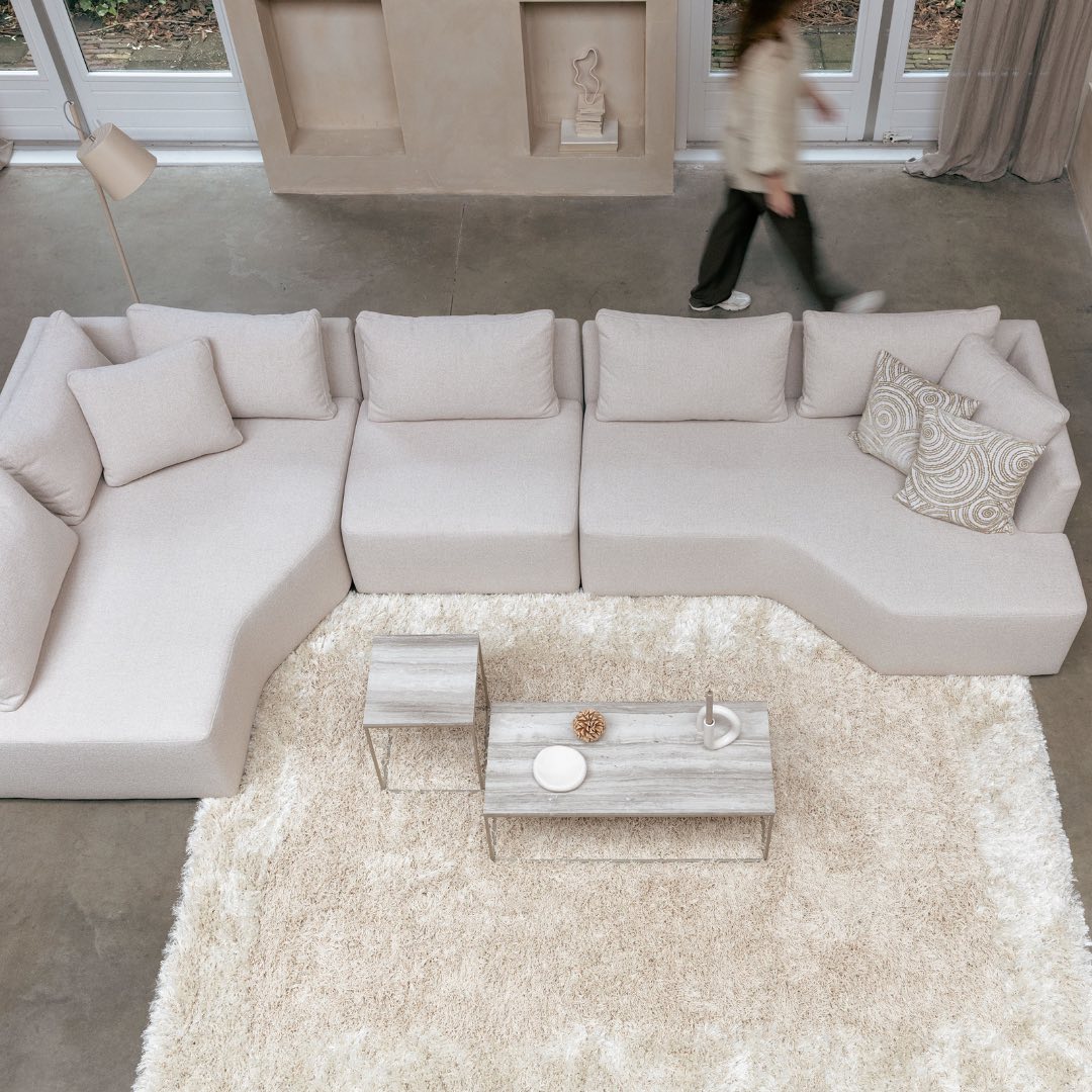 Modulaire bank PROSPER - rechtszijdige chaise longue zandkleurig