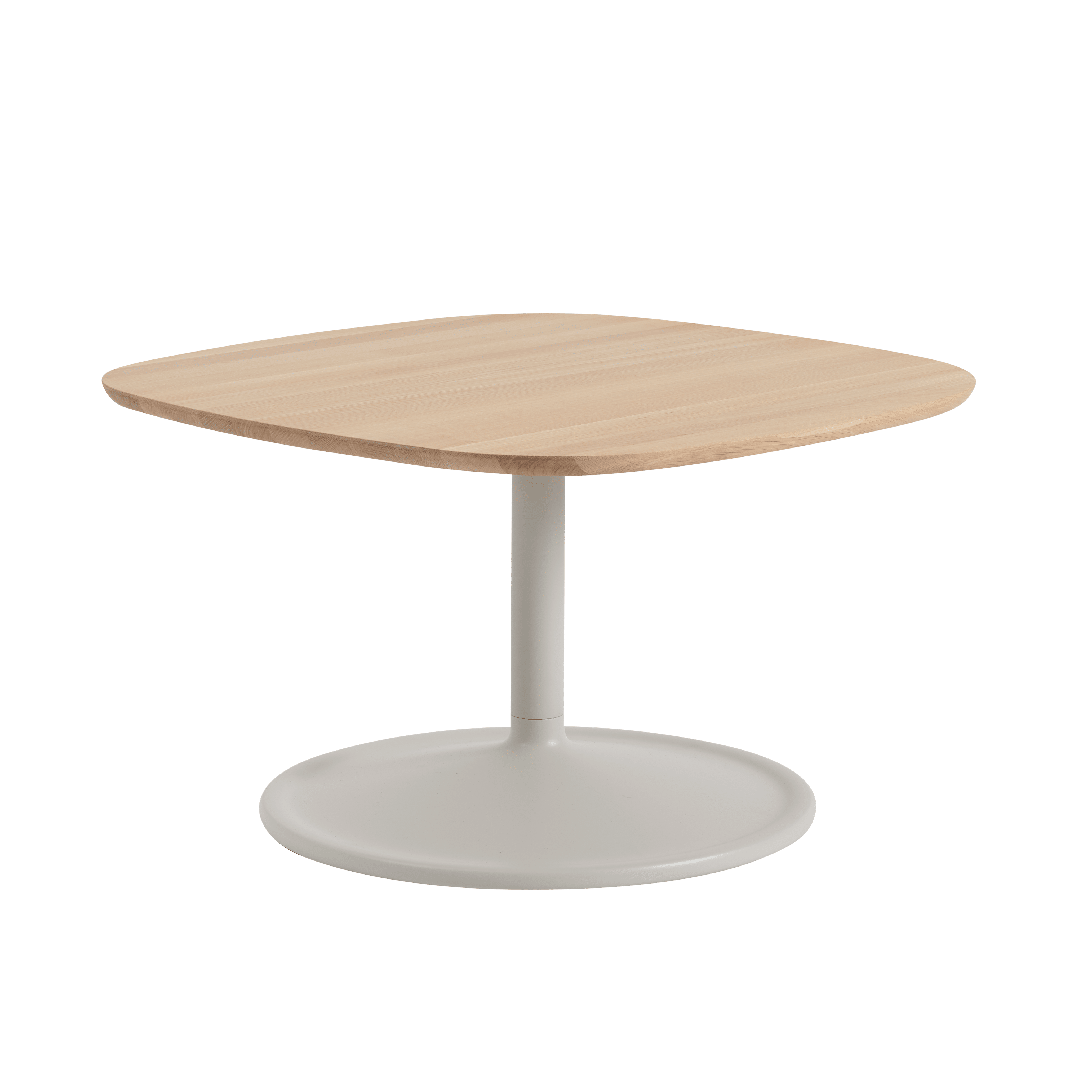 Vierkante salontafel SOFT van eikenhout met lichtgrijze basis
