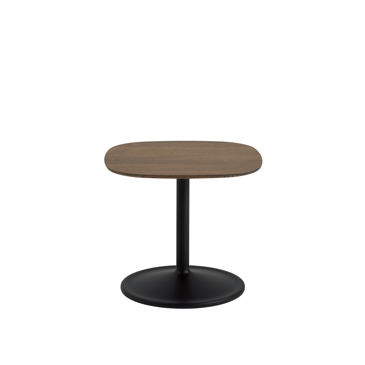 Vierkante zijtafel SOFT donker eikenhout met zwarte basis