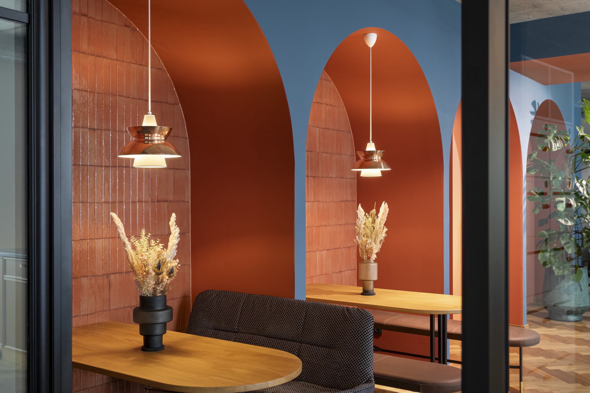 DOO-WOP pendant lamp white with copper finish