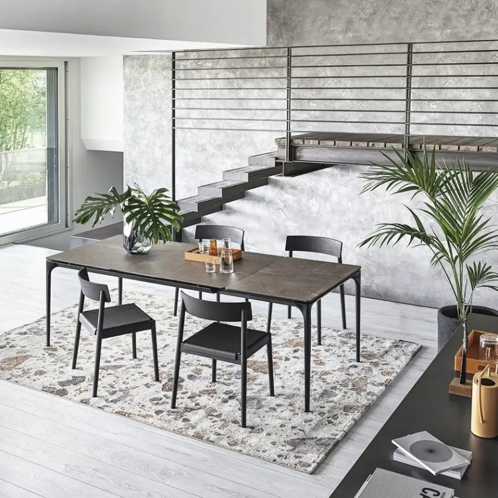 Uittrekbare tafel SILHOUETTE wit travertijn