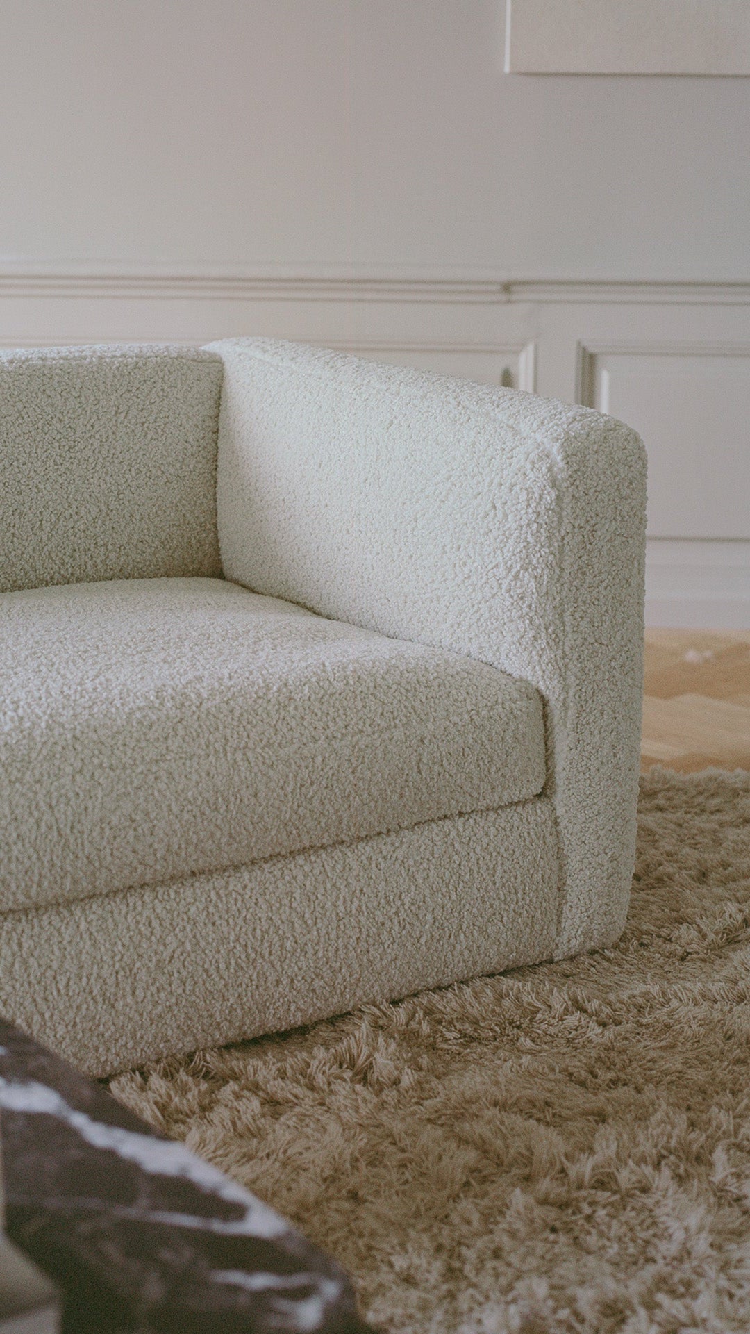Sofa modułowa CODA - element końcowy prawostronny tapicerowany do salonu