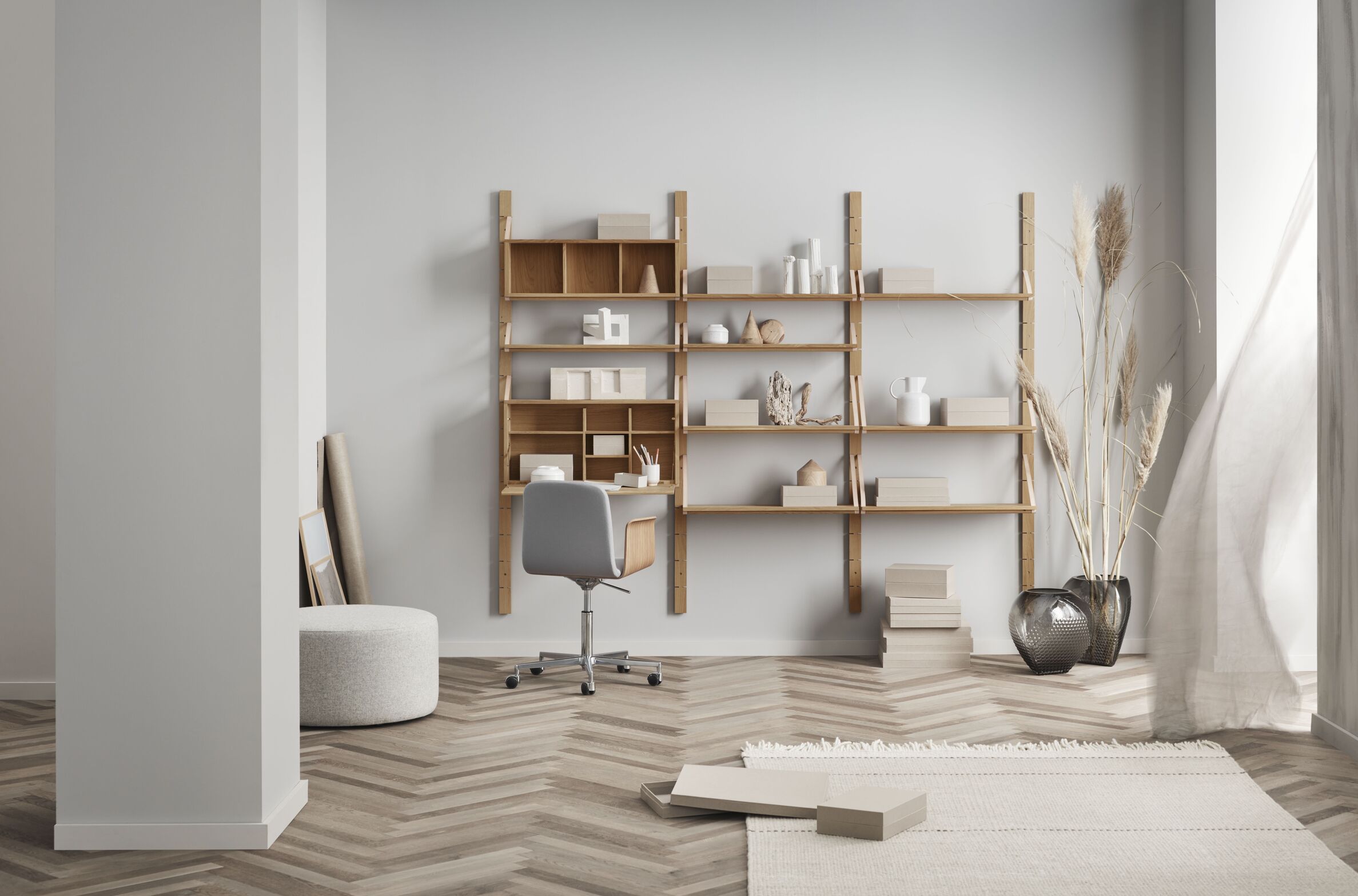 Bureau stoel PALM gebleekt fineer met metalen basis