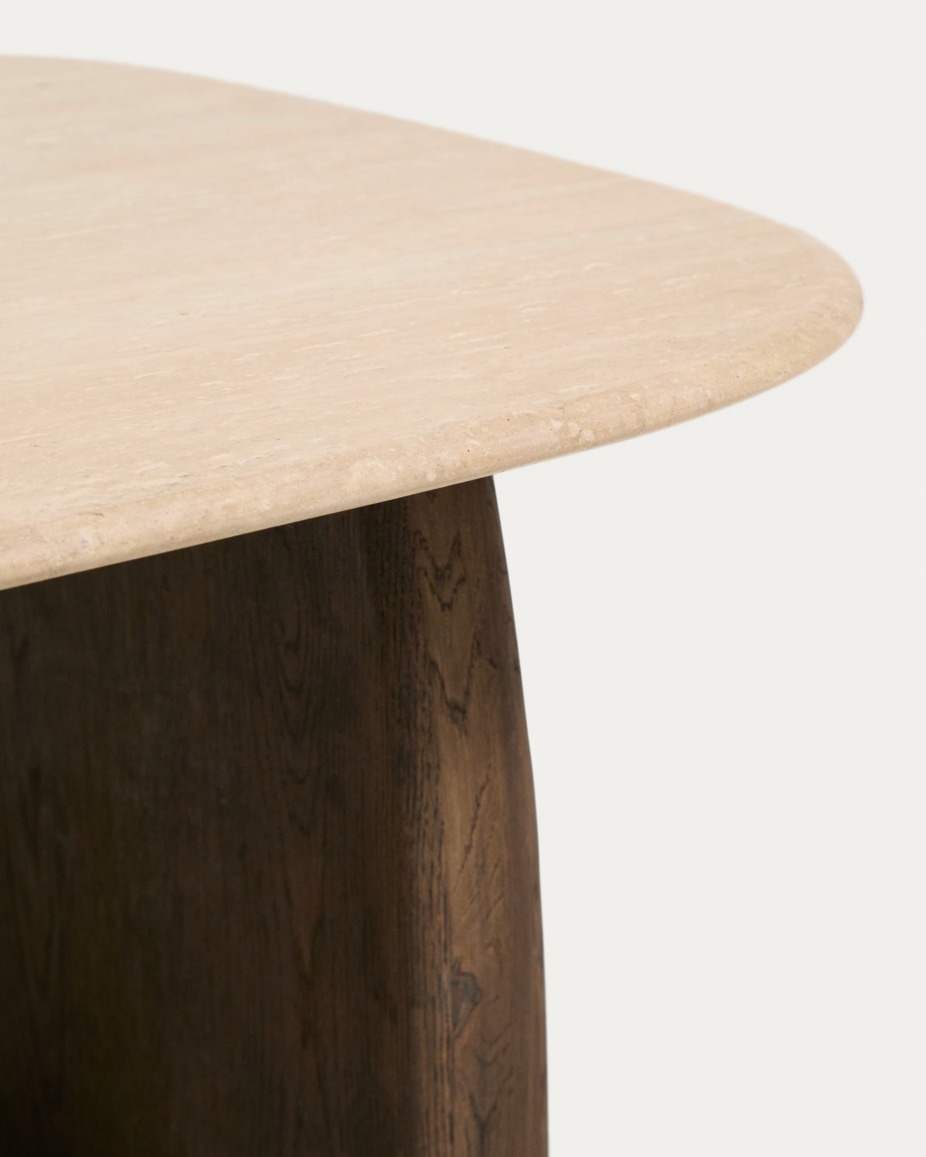 Beistelltisch PIRITA Travertin mit dunklem Holzgestell