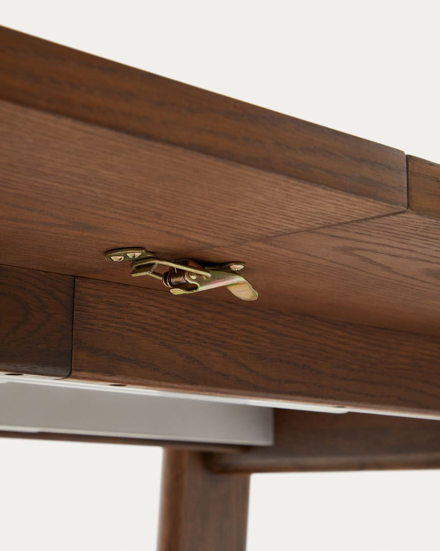 Uitschuifbare tafel ARLEN eikenfineer met notenhouten afwerking