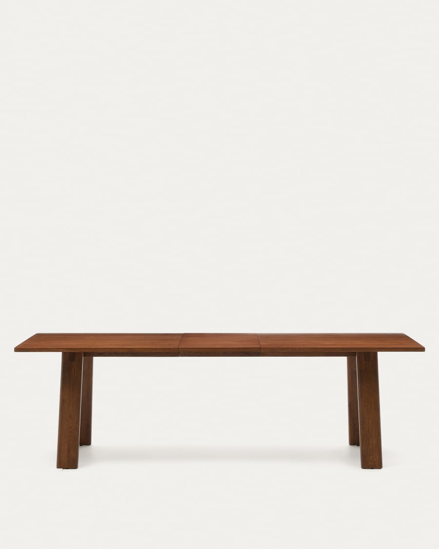 Uitschuifbare tafel ARLEN eikenfineer met notenhouten afwerking