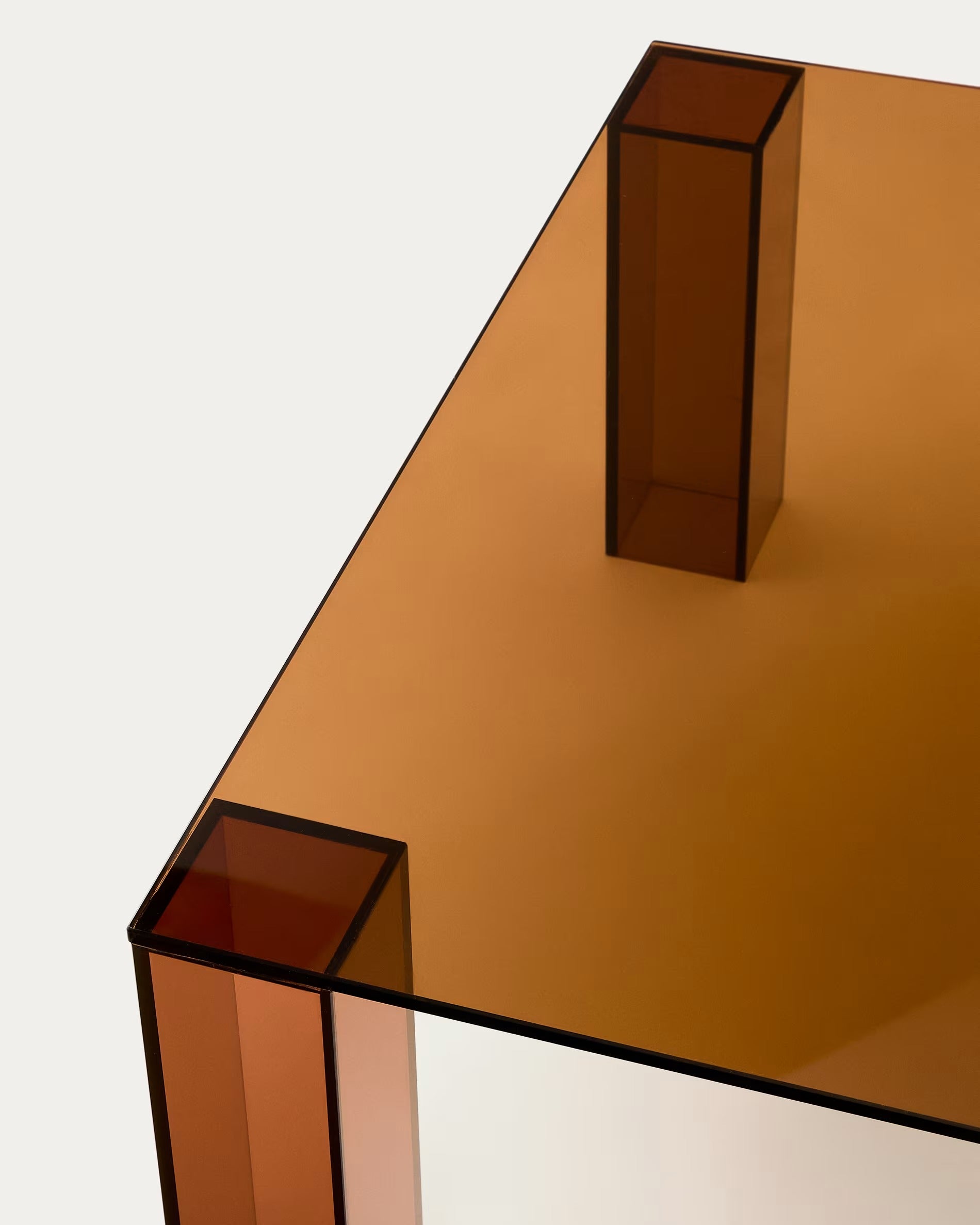 ADULARIA square coffee table brown tempered glass