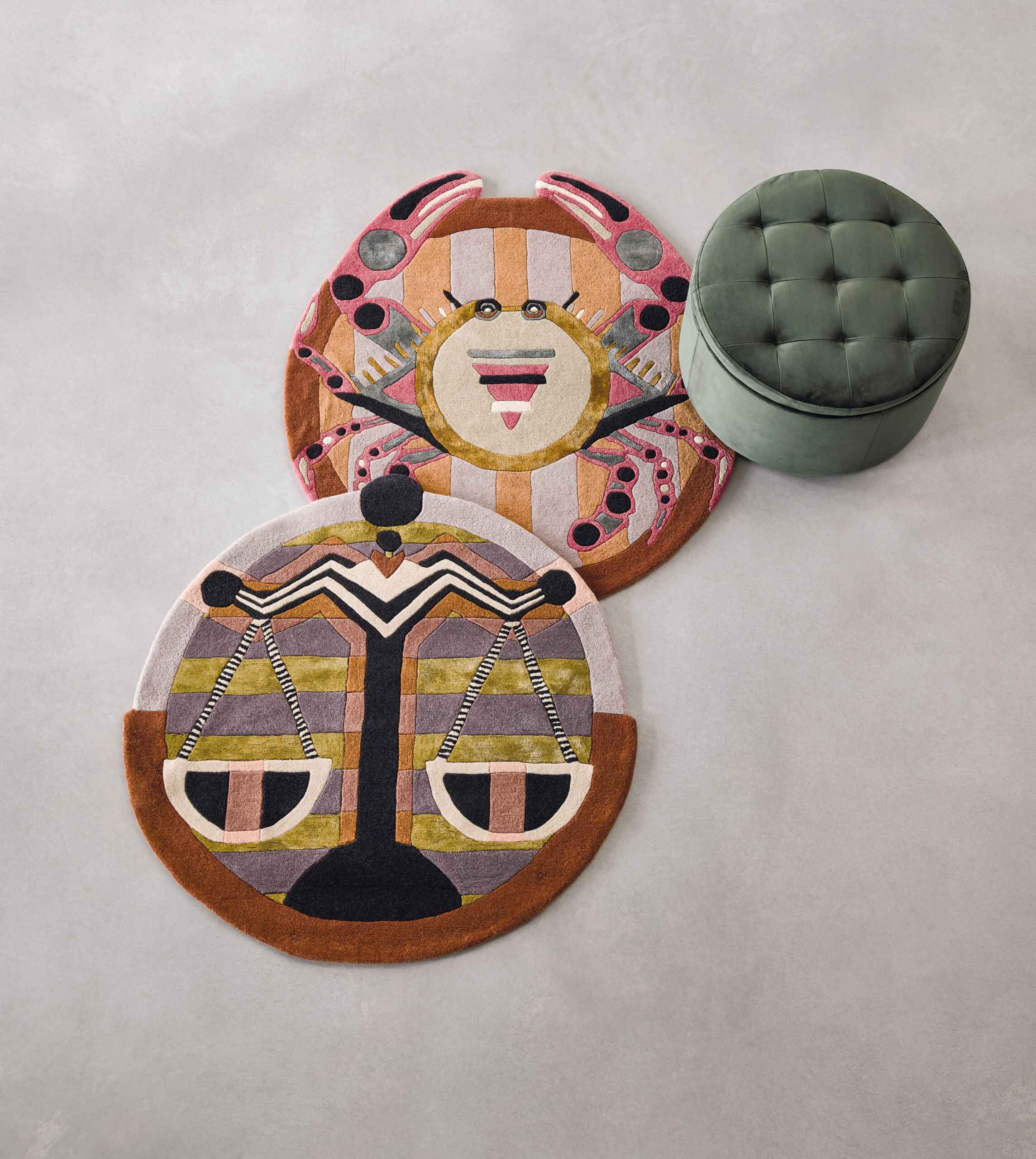 Runder Teppich ZODIAC LIBRA lavendel-braun