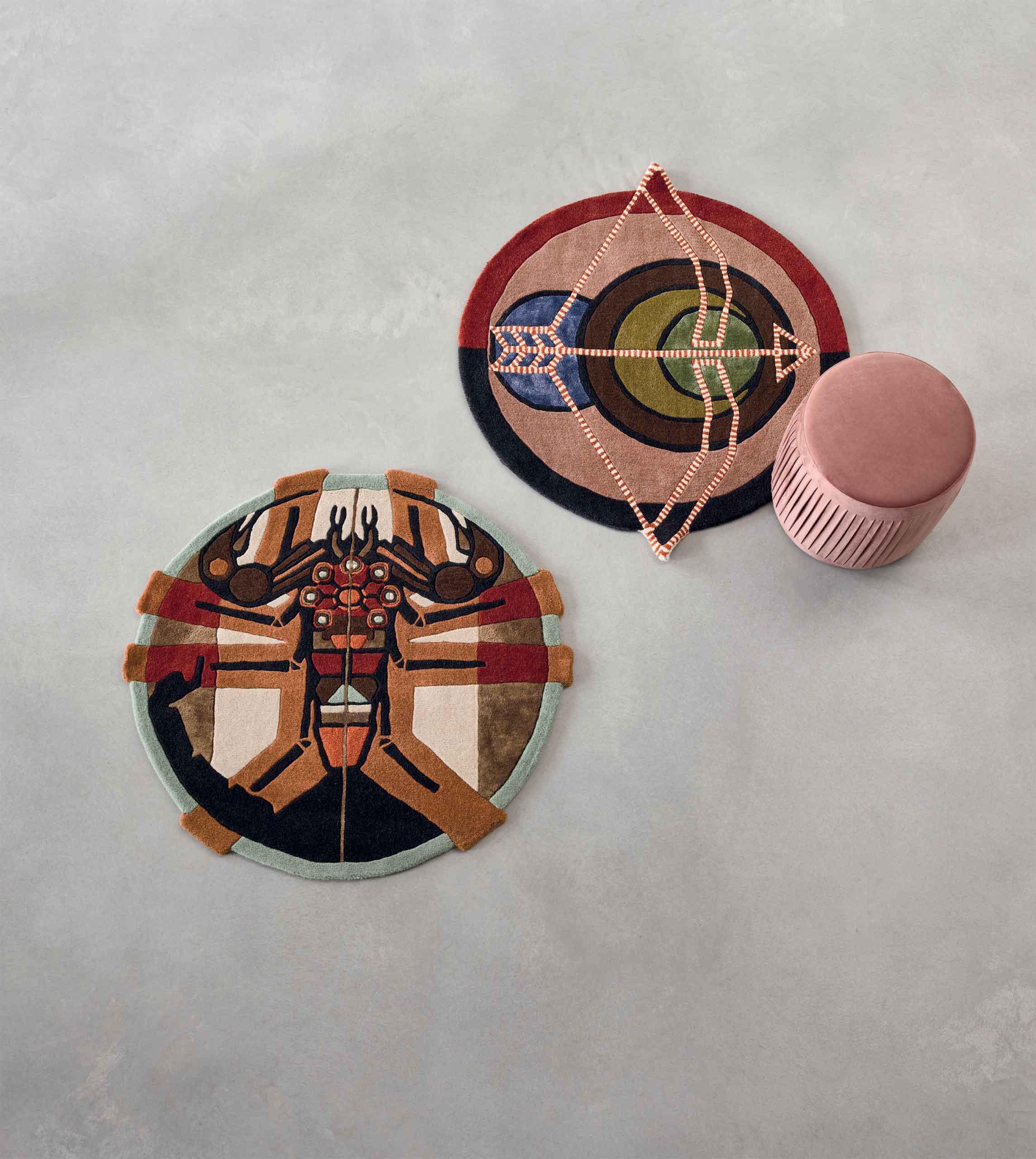 Ronde vloerkleed ZODIAC BOOGSCHUTTER koraal