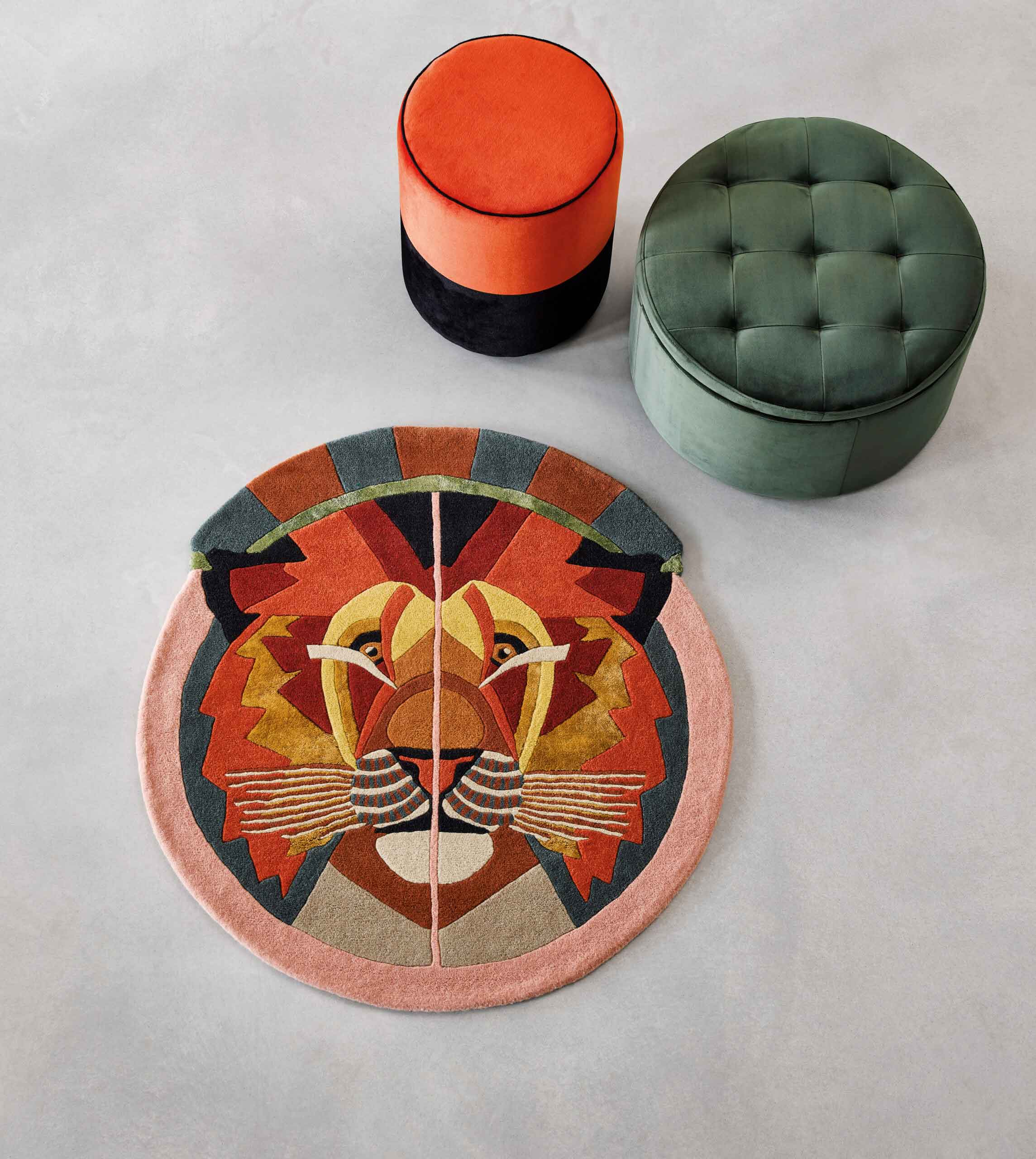 Round rug Zodiac Leo brown-pink