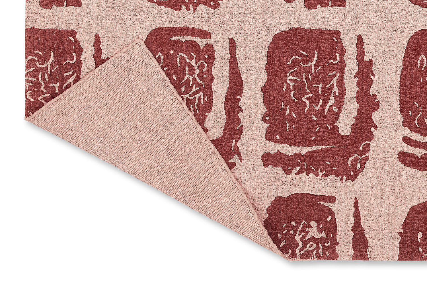 Woodblock rug pink-borde
