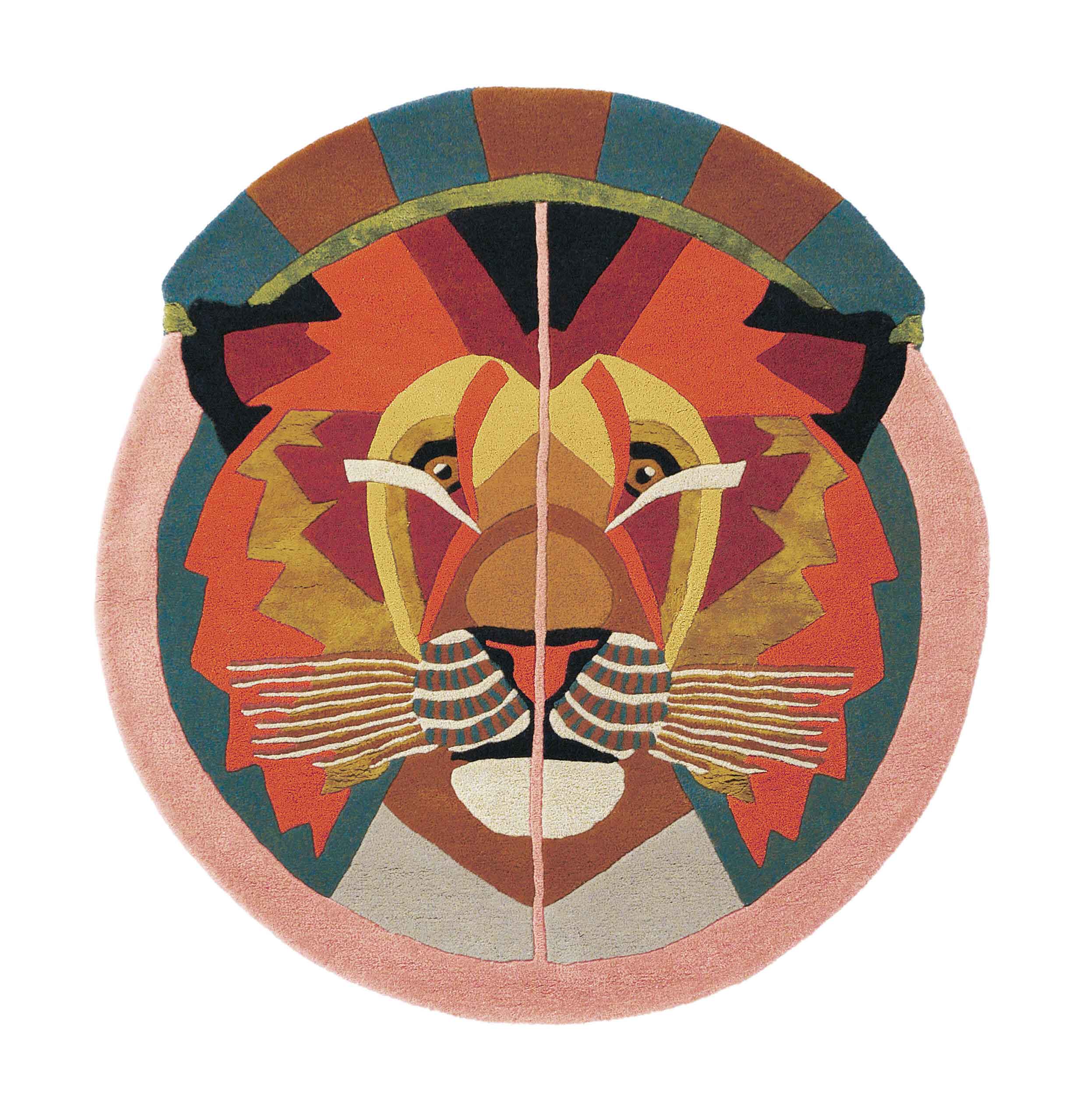 Round rug Zodiac Leo brown-pink