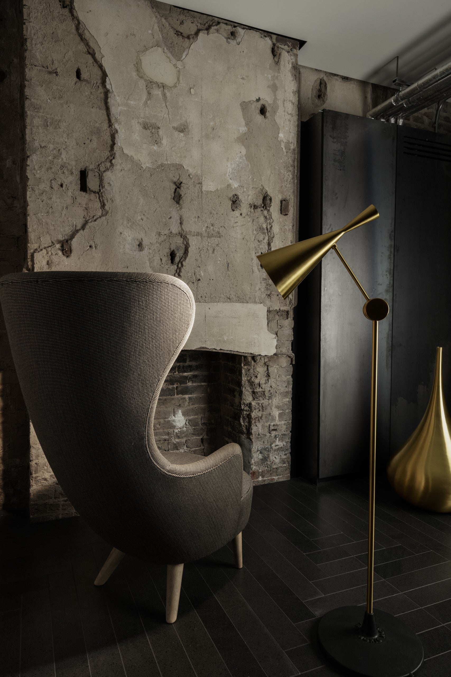 Upholstered wingback armchair