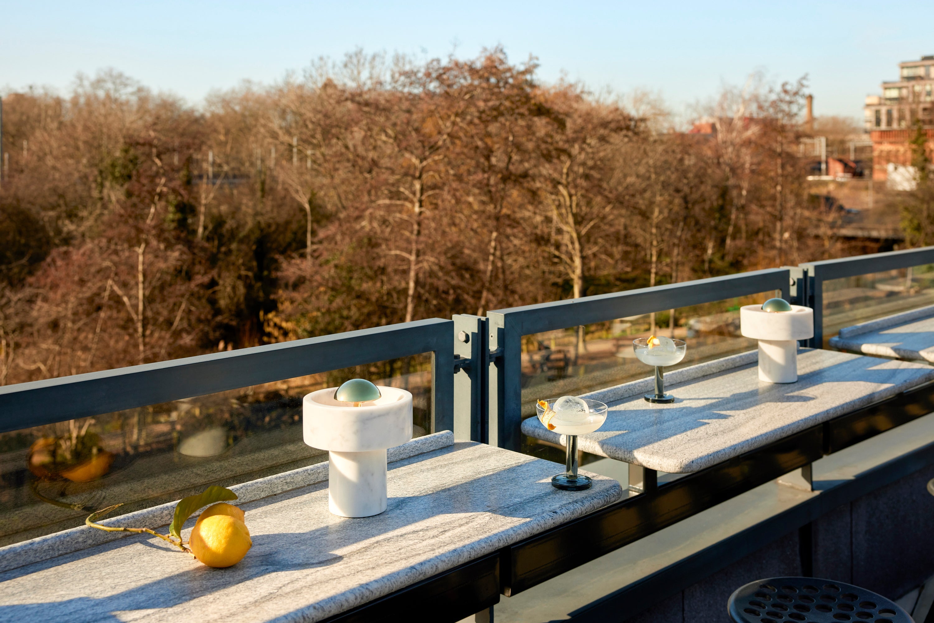 Portable lamp stone marble with golden finish