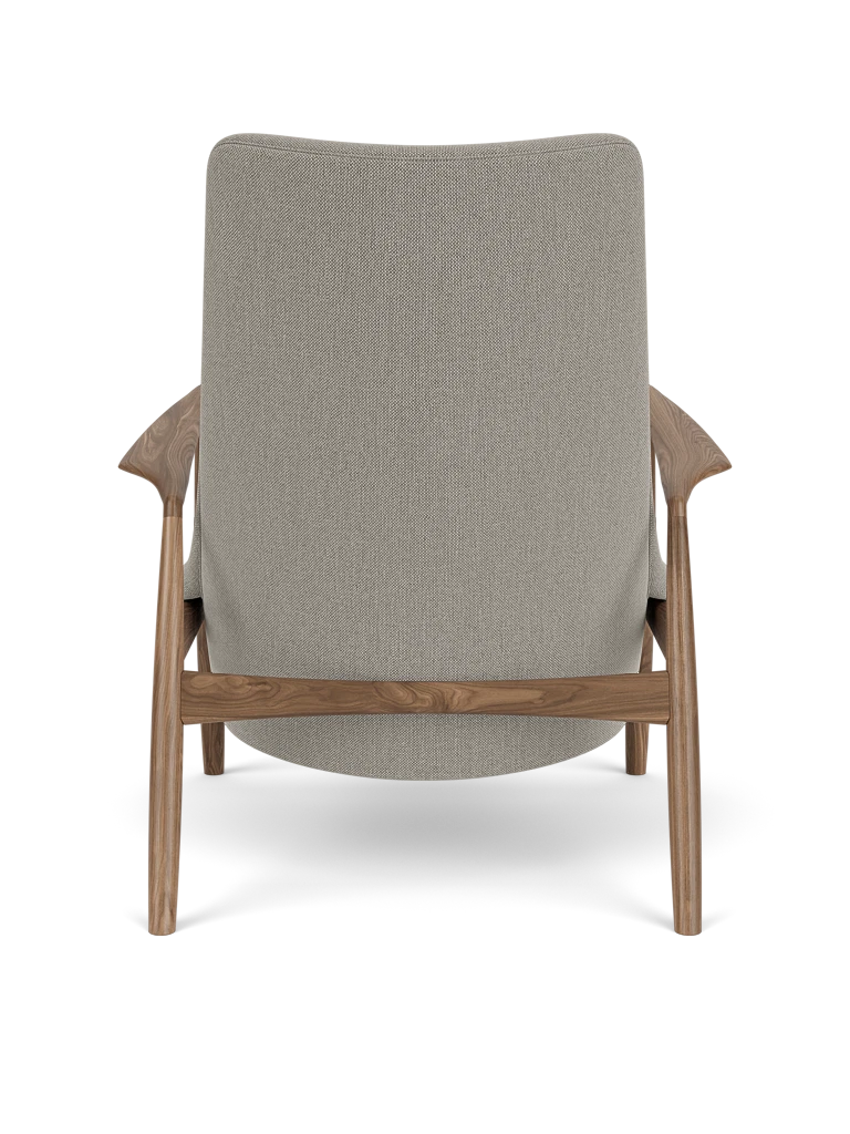 THE SEAL high-back armchair gray with walnut base