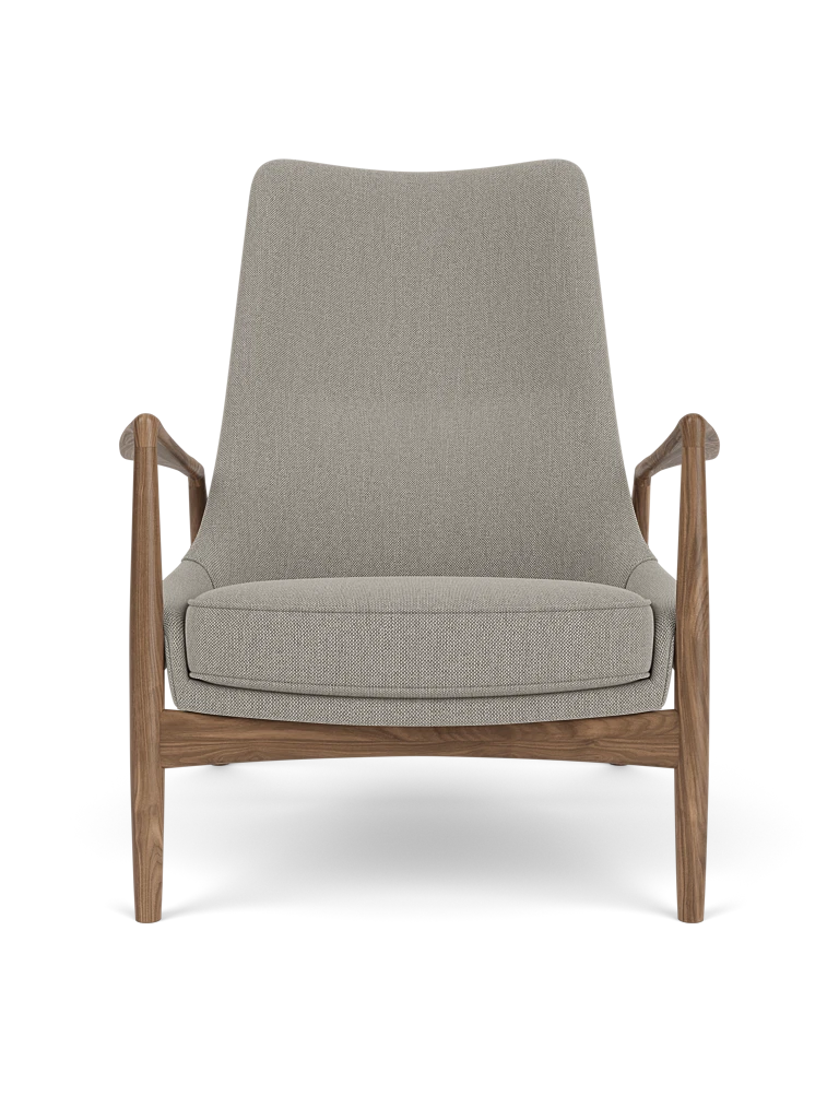 THE SEAL high-back armchair gray with walnut base