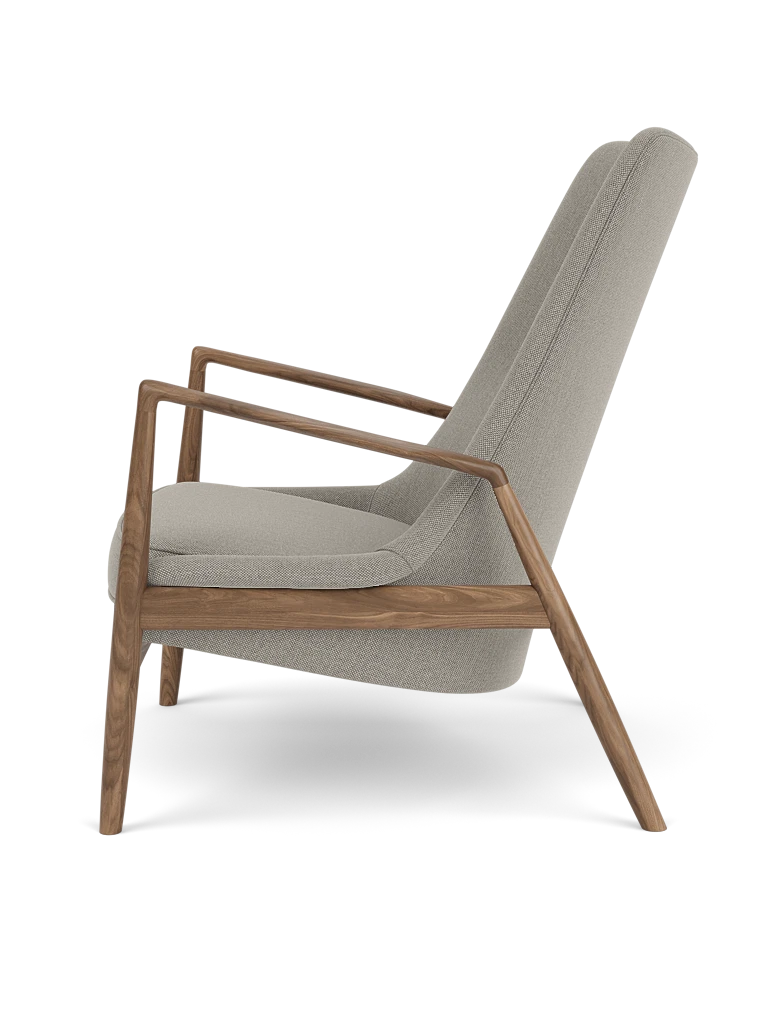 THE SEAL high-back armchair gray with walnut base
