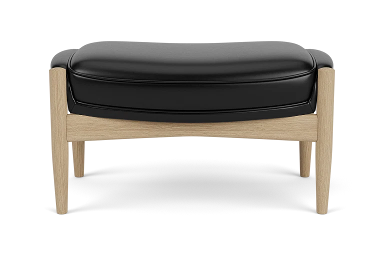 THE SEAL footrest black leather with oak base