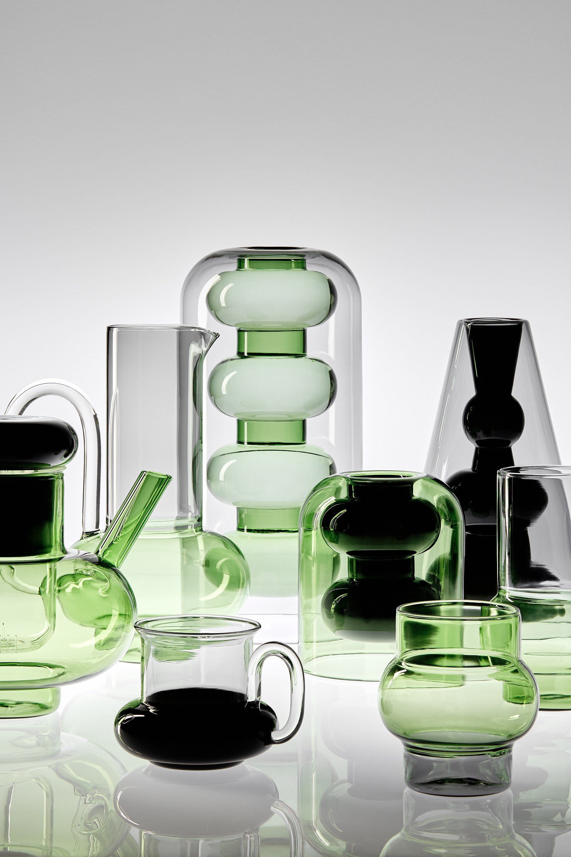 Green glass bump jug