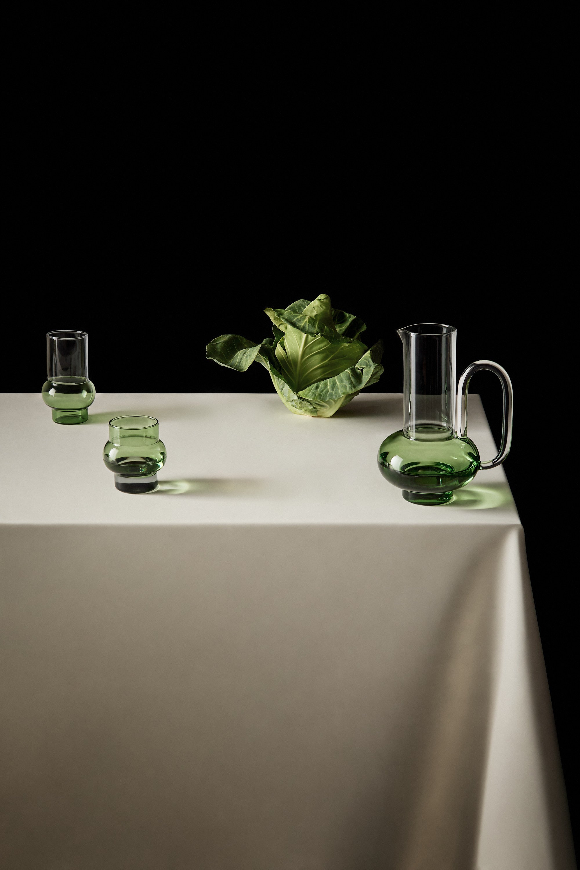 Green glass bump jug