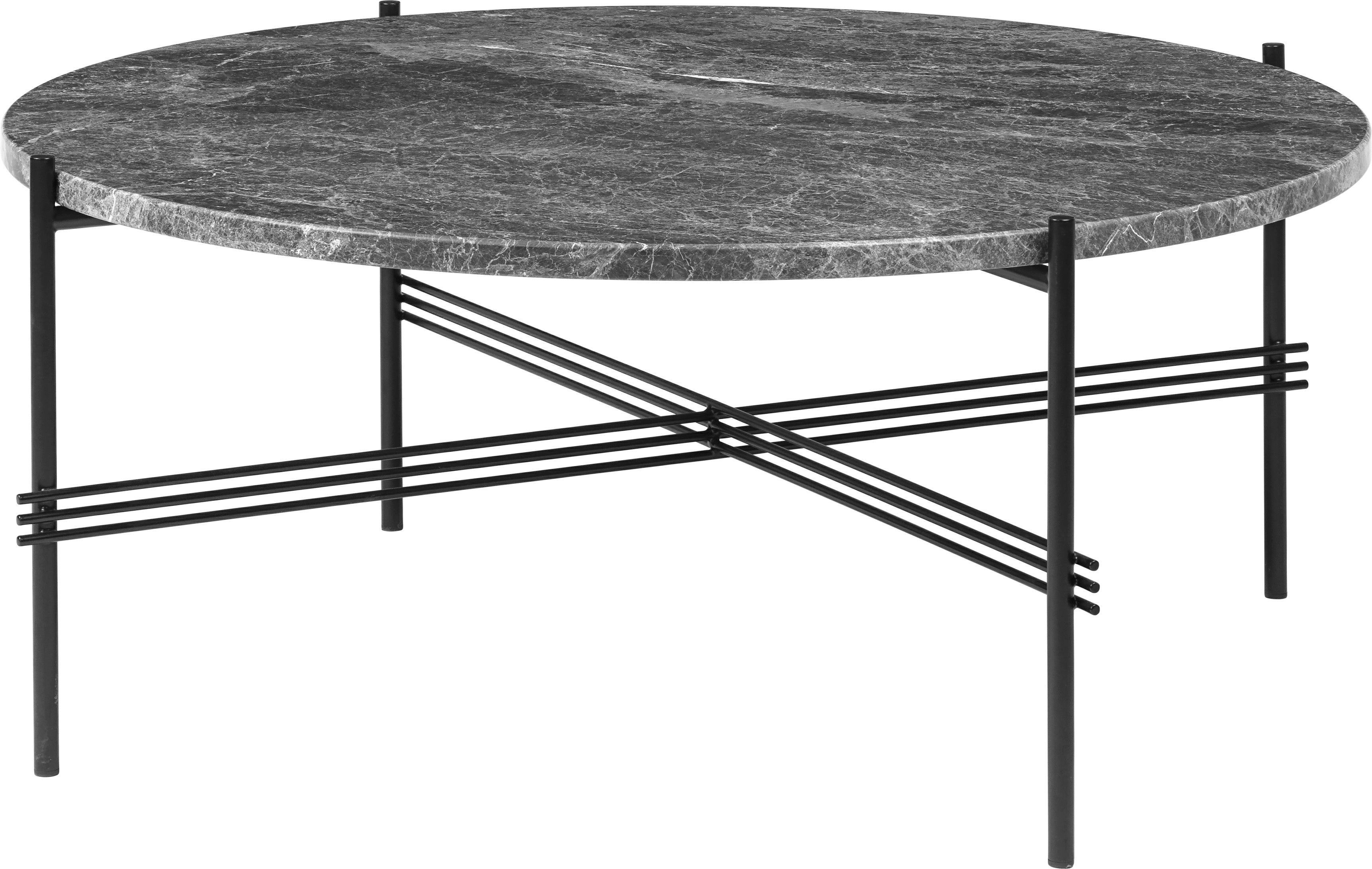 Round coffee table TS gray marble with black base