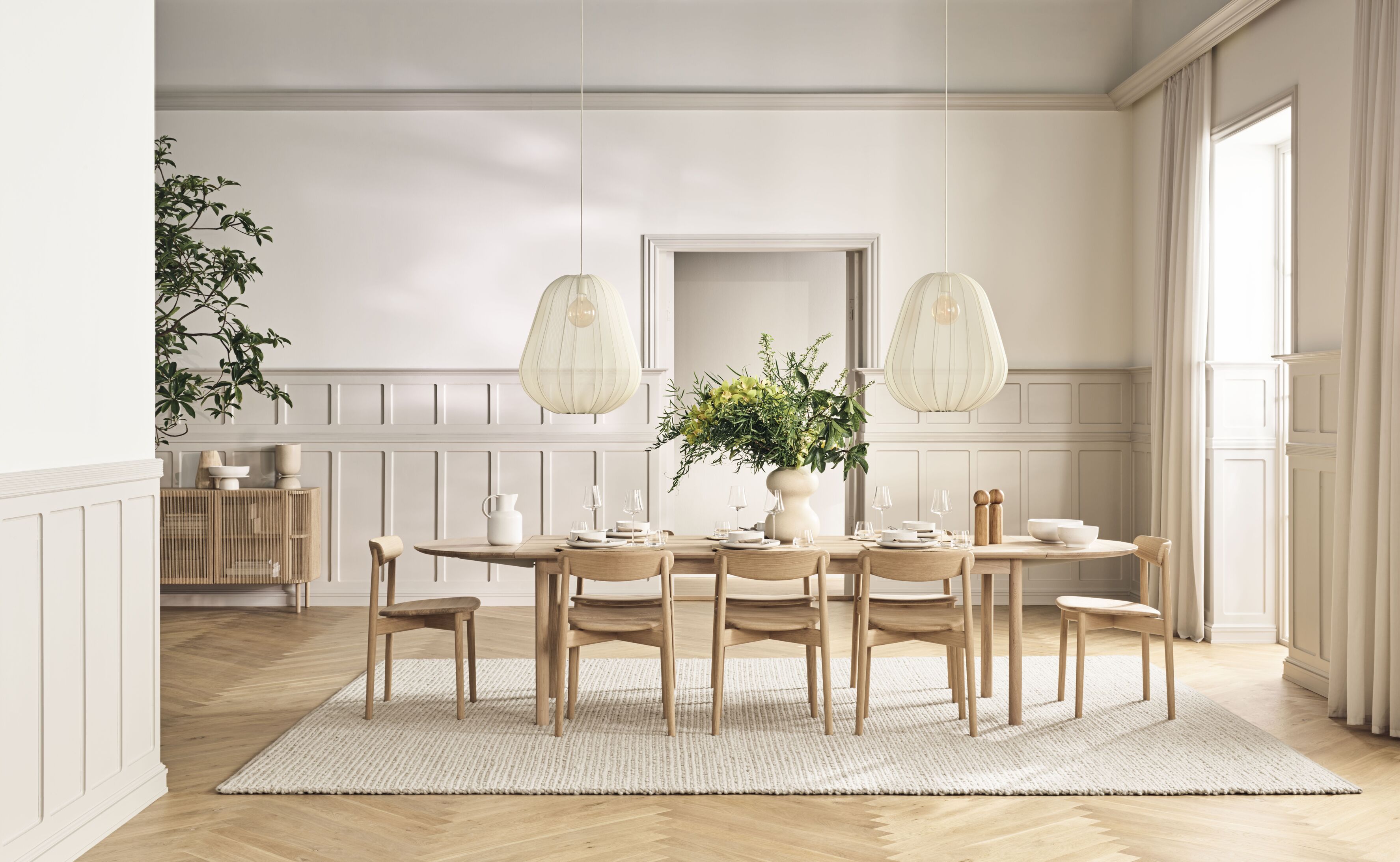 Tafel TRACK gebleekt eikenhout met zwarte basis