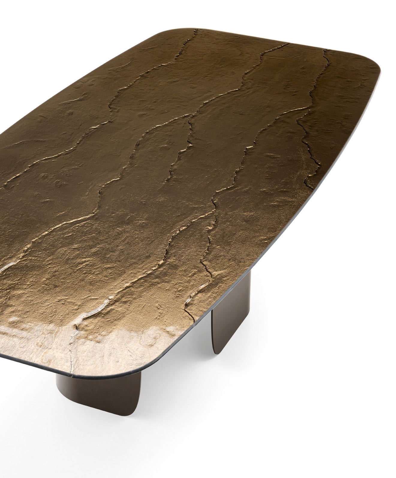 Tisch TWINS mit braunem Glasplatte und braunem Gestell