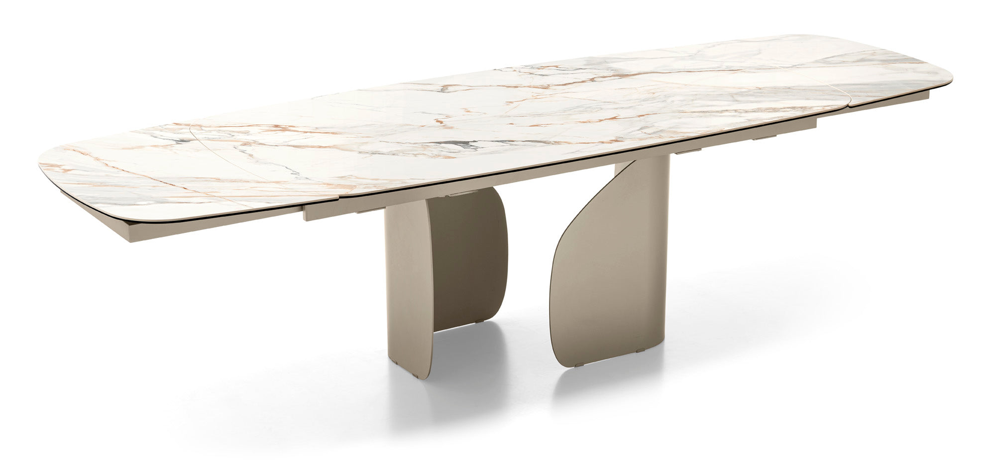 Uitschuifbare tafel TWINS met beige blad en beige basis