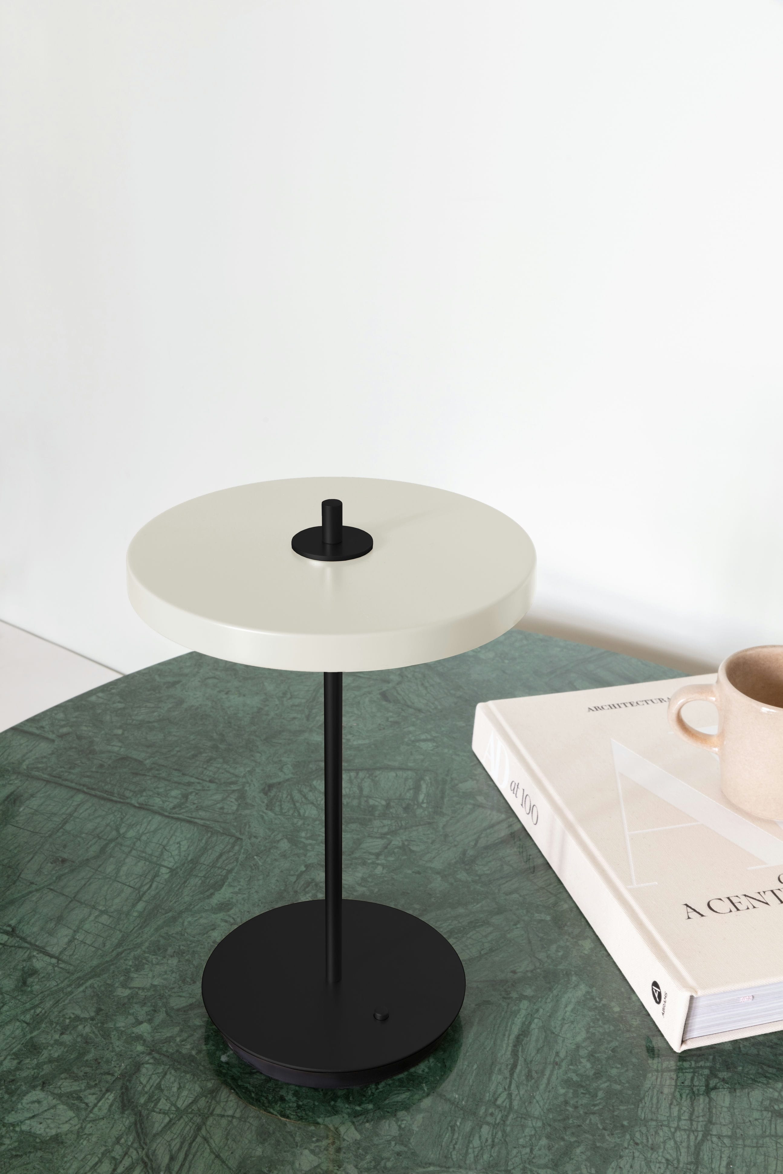 Portable lamp asteria Move White with a black base