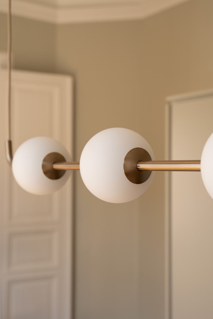 Pendelleuchte AUDREY LINEAR weiß mit goldener Einlage