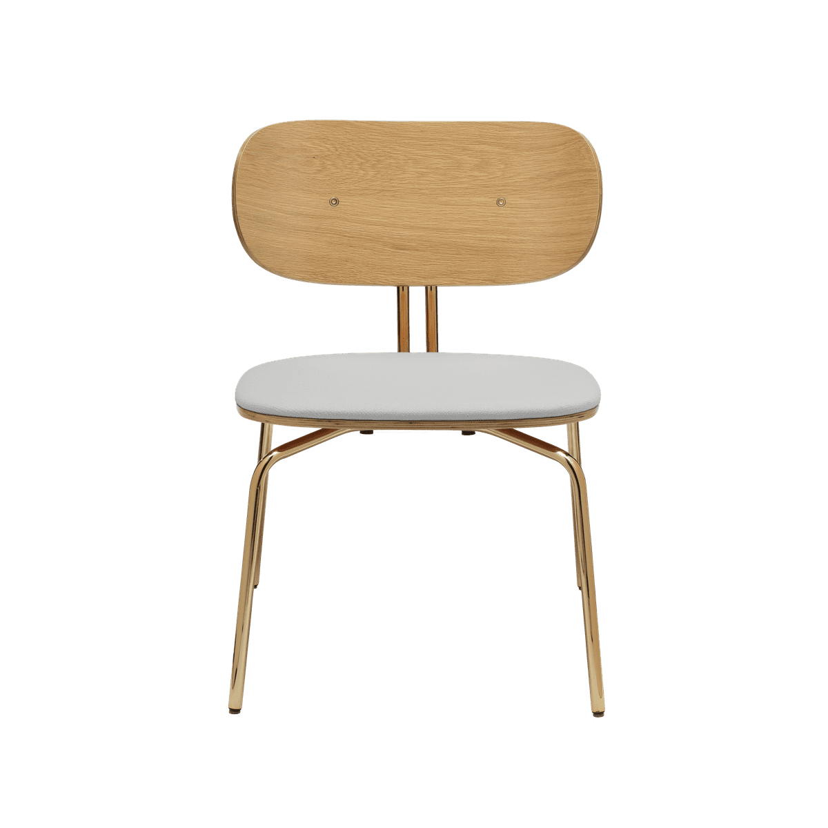 Neugieriger babyblauer Sessel mit einer goldenen Basis