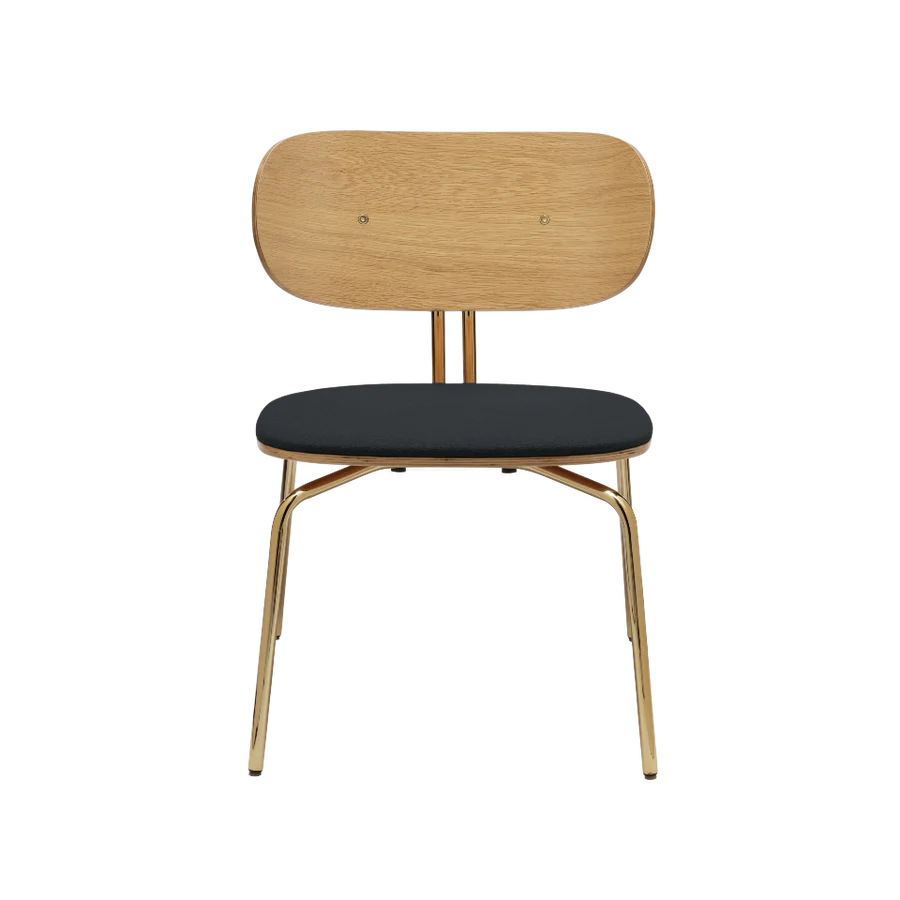 Anthrazit neugieriger Sessel mit einer goldenen Basis