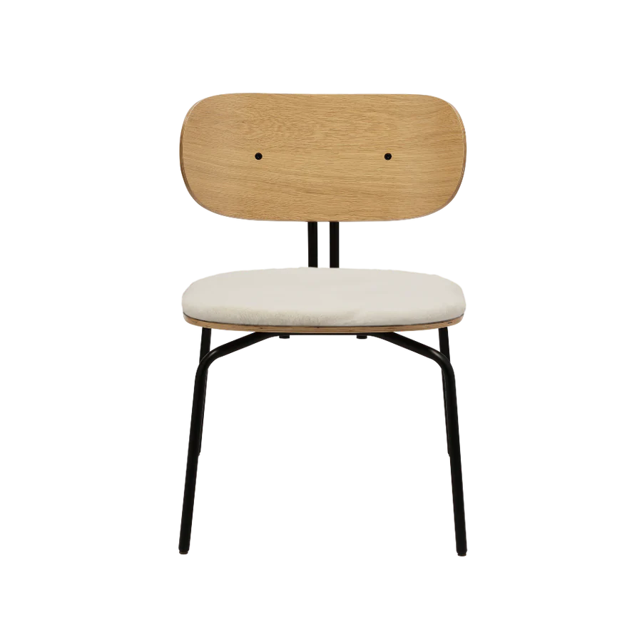 Curious chair cream plush with a black base