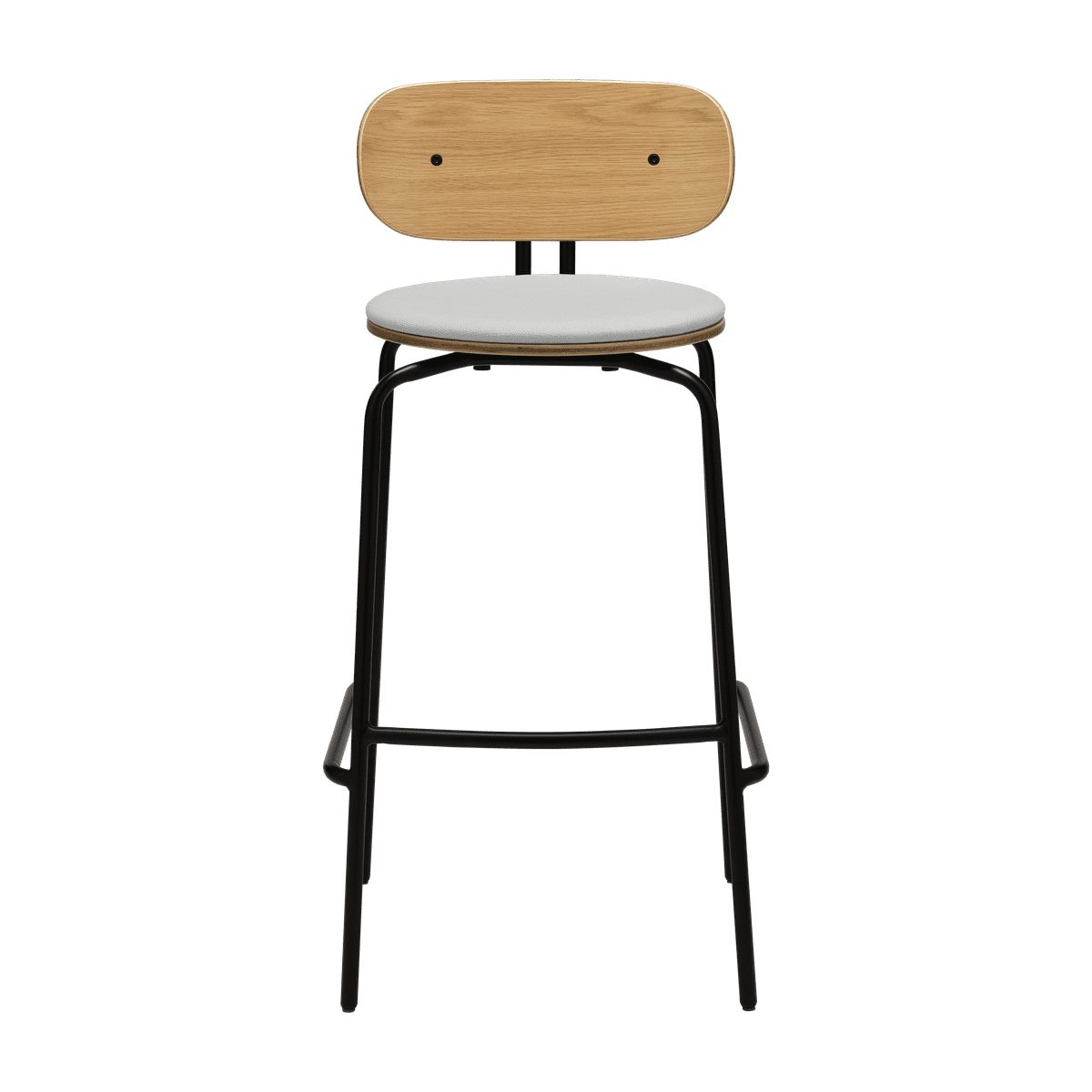 Hocker Curious Baby Blue mit einer schwarzen Basis