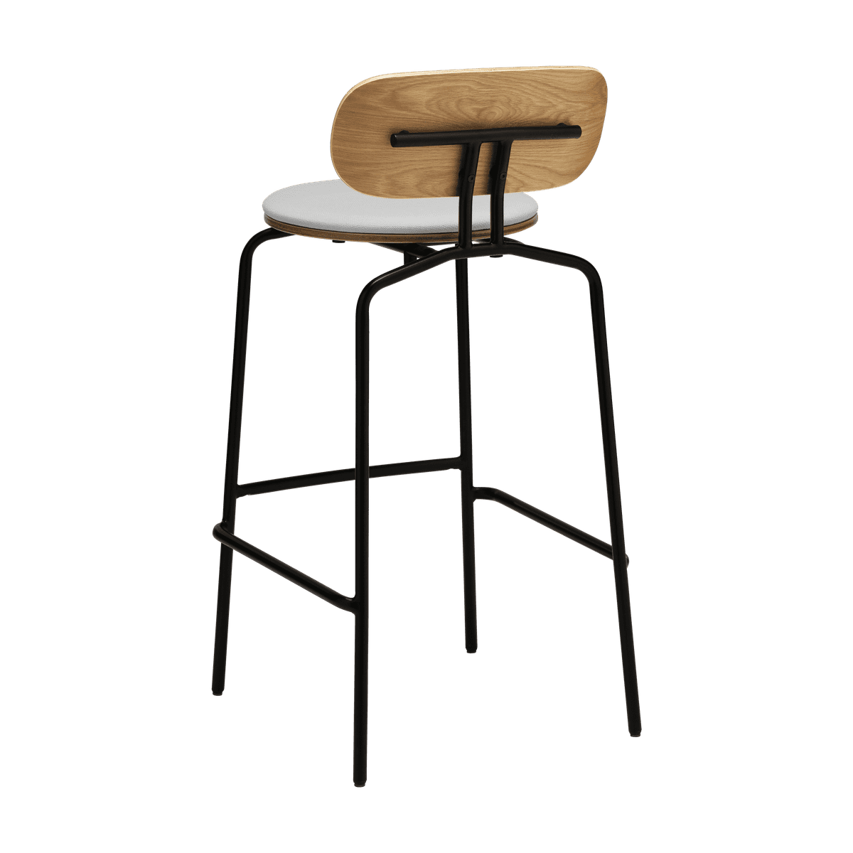 Hocker Curious Baby Blue mit einer schwarzen Basis