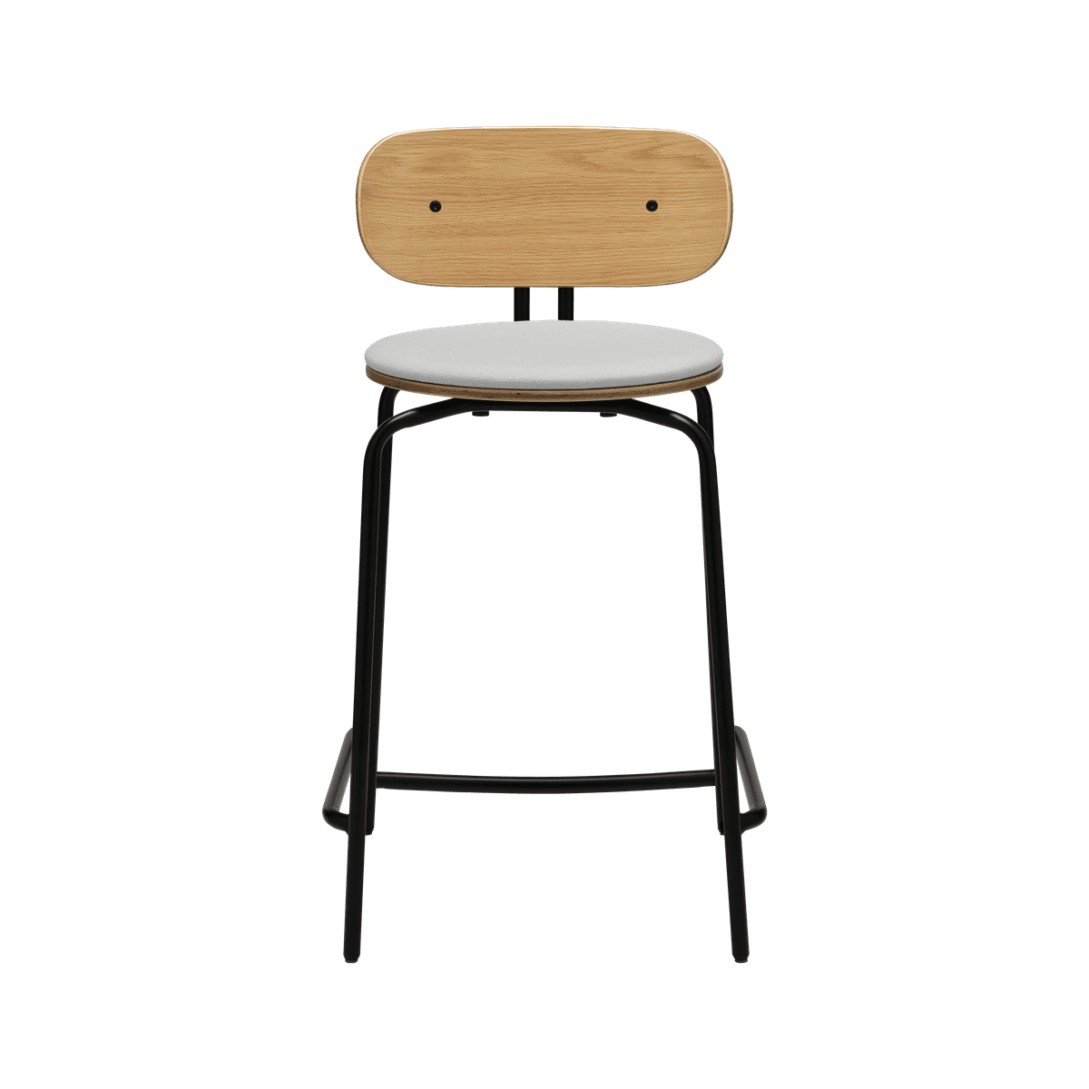Hocker Curious Baby Blue mit einer schwarzen Basis