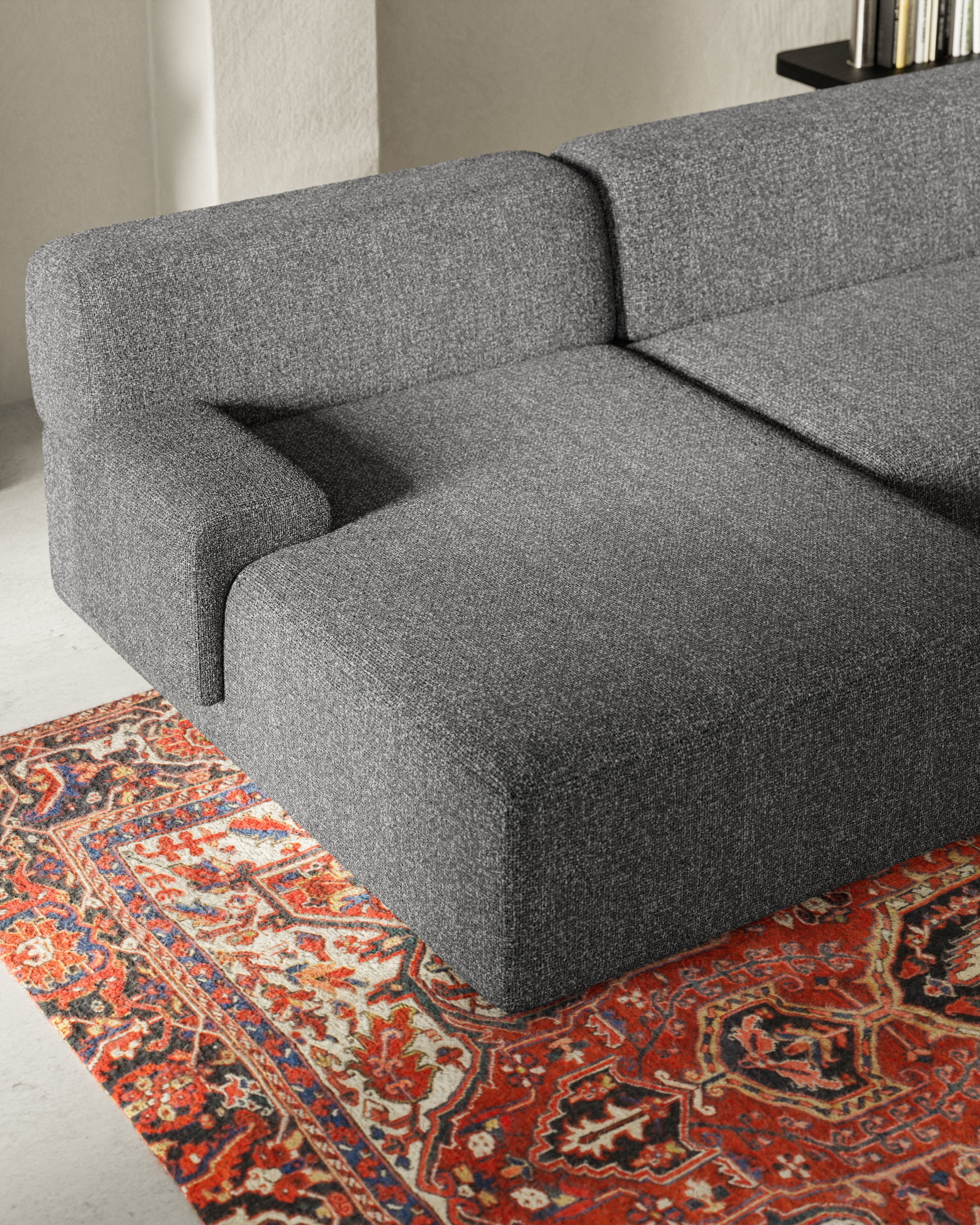 Modulaire open hoekbank links UMI steen zwart