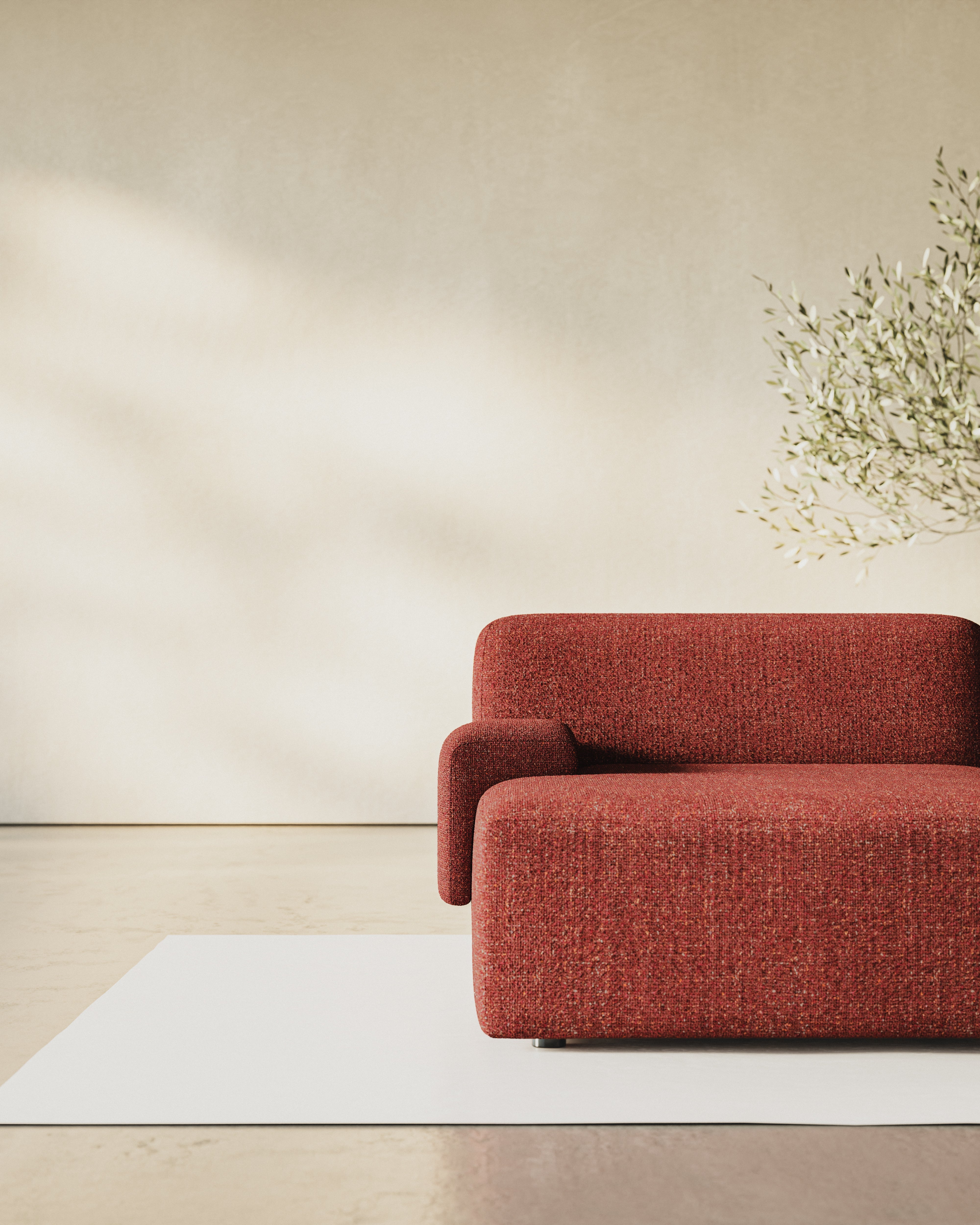 Modulaire 3-zits hoekbank UMI kastanjebruin rood