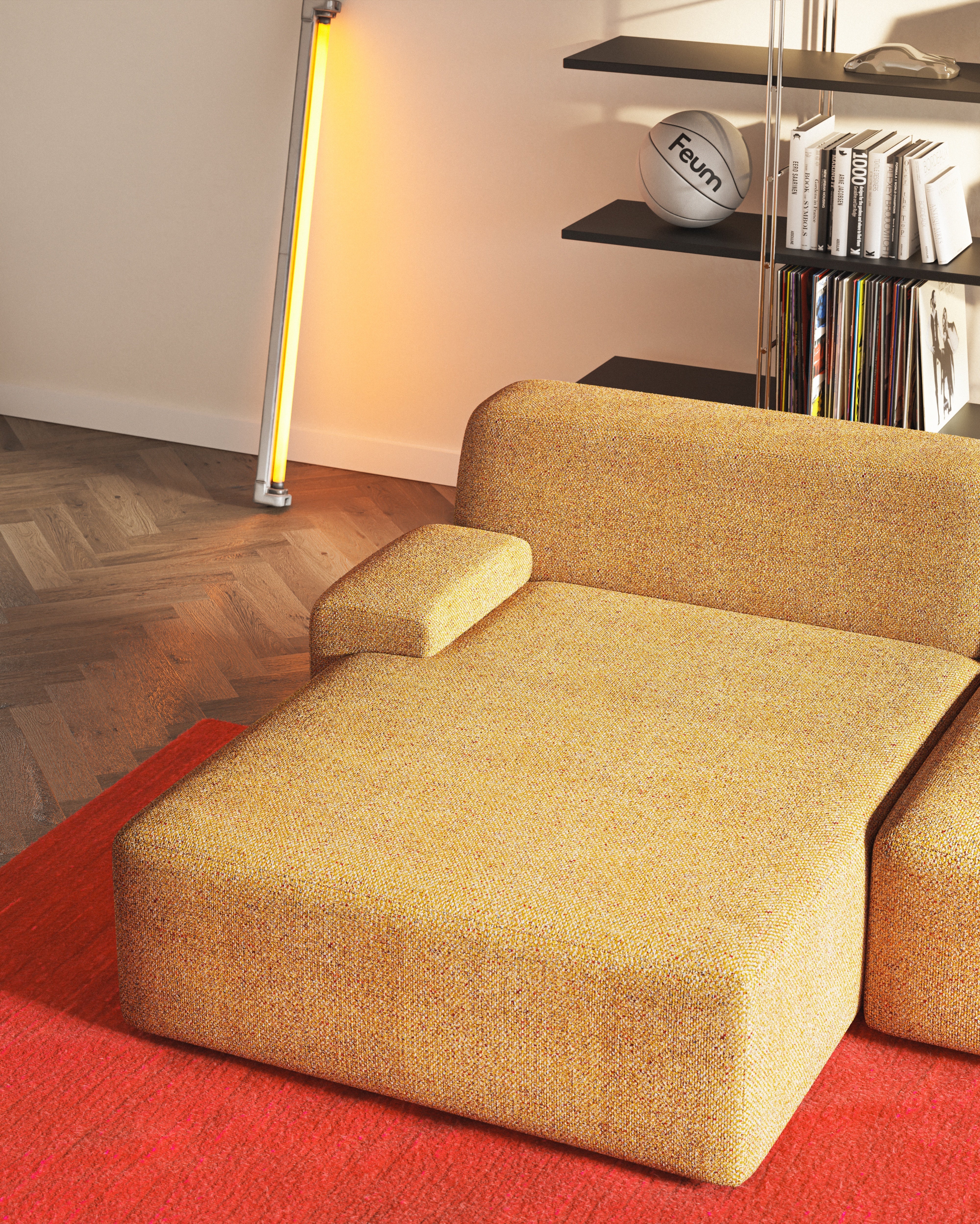 Offene linke modulare Eckcouch UMI herbstlich orange