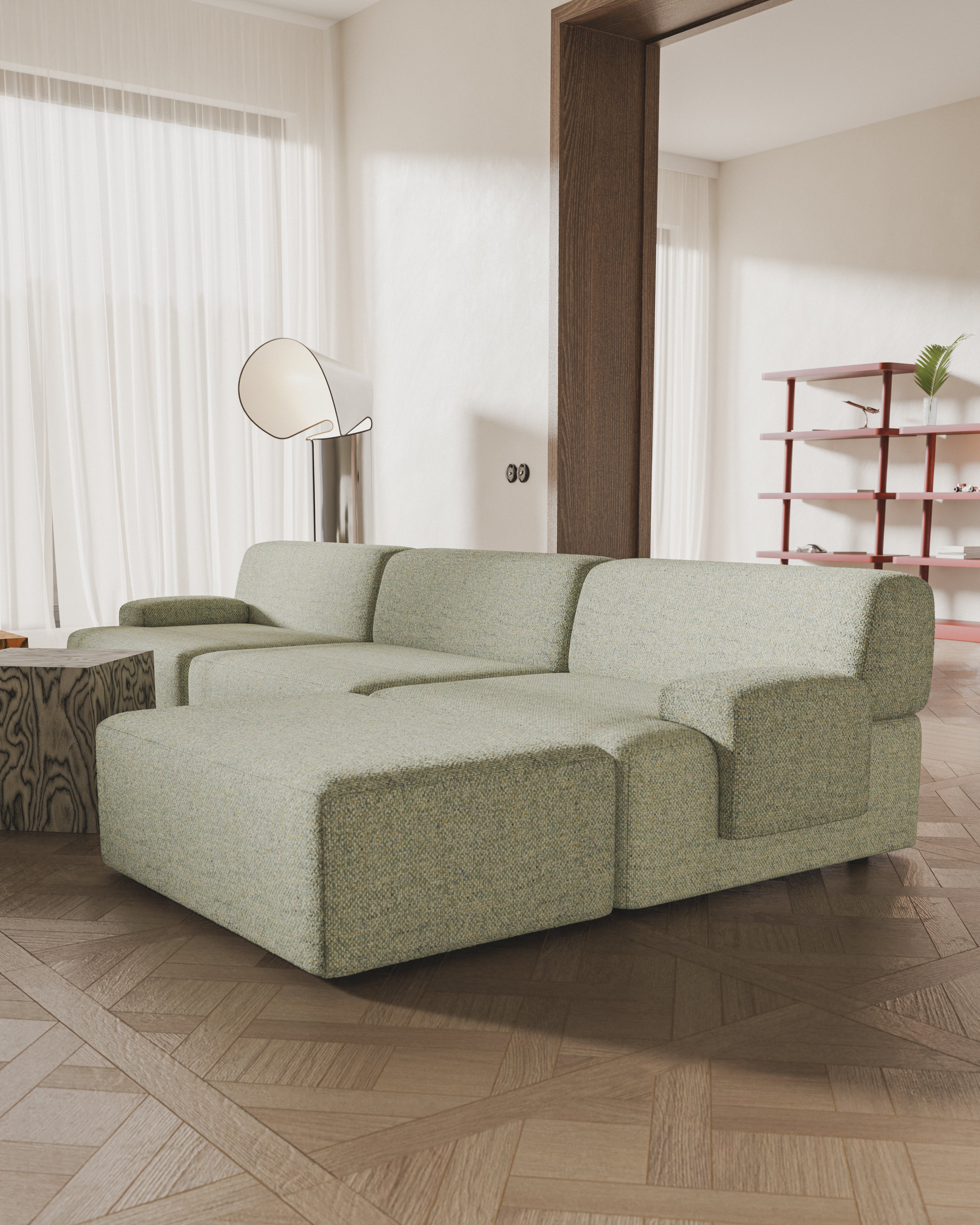 Modulares 3-Sitzer-Sofa UMI hellgrün