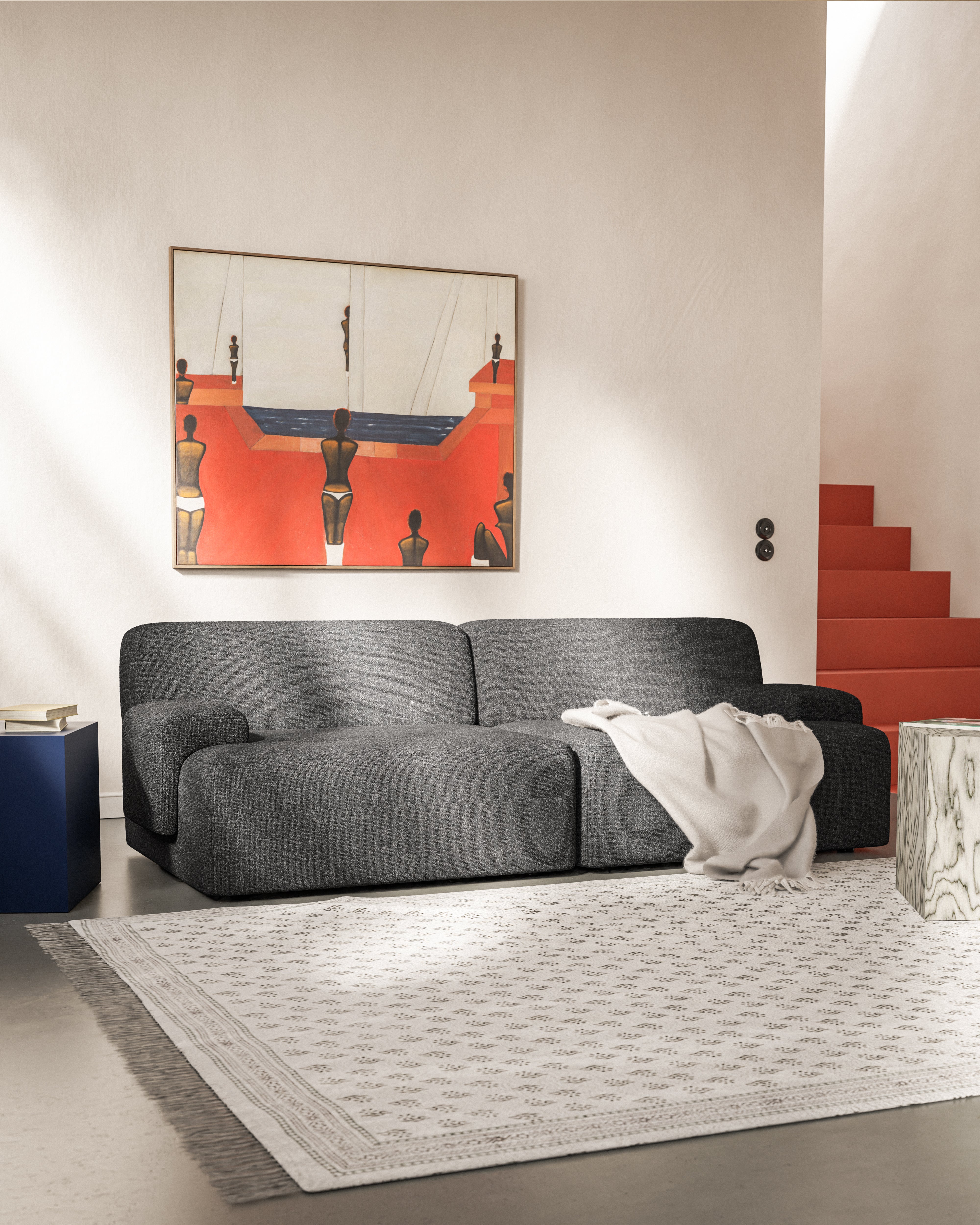 Modulaire 2-zitsbank UMI steen zwart